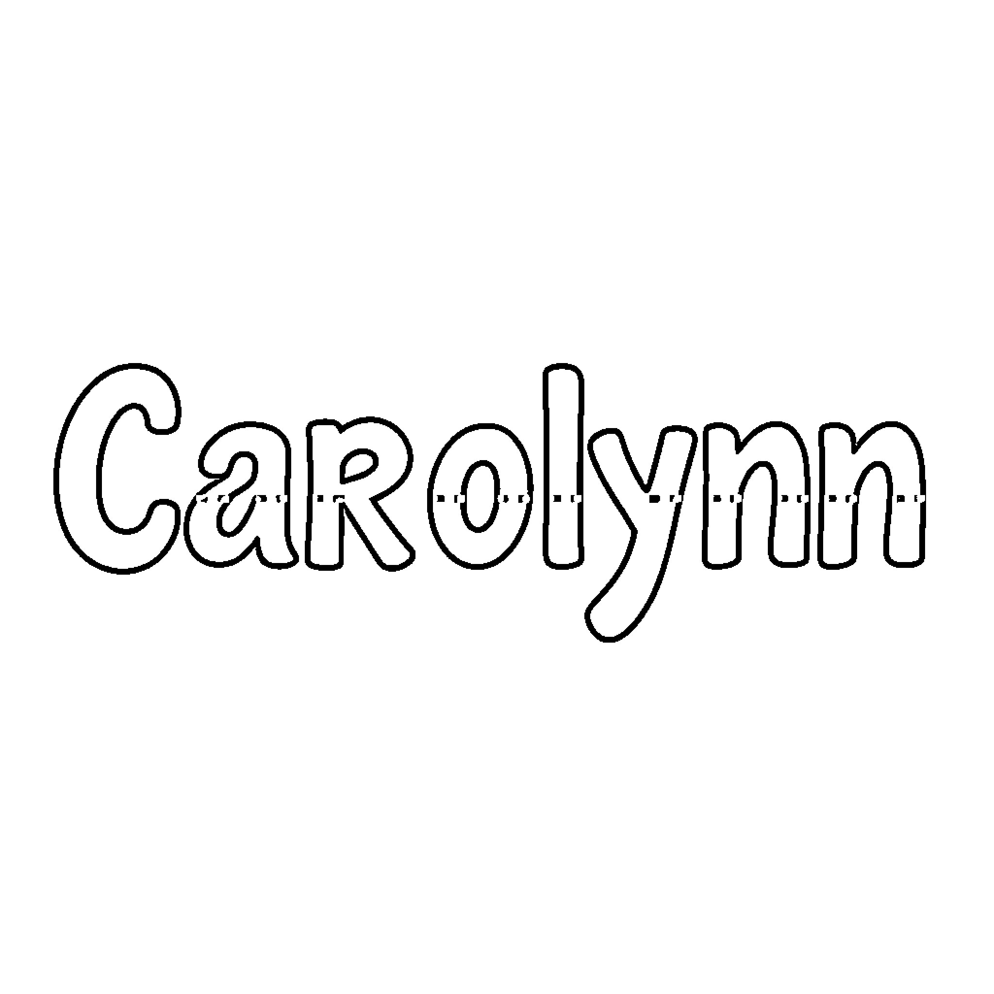 Carolynn's Playful Lettering Design Coloring Page (free black-and-white line drawing printable PDF for all, from beginners to advanced learners, including children, teens, adults, and seniors)