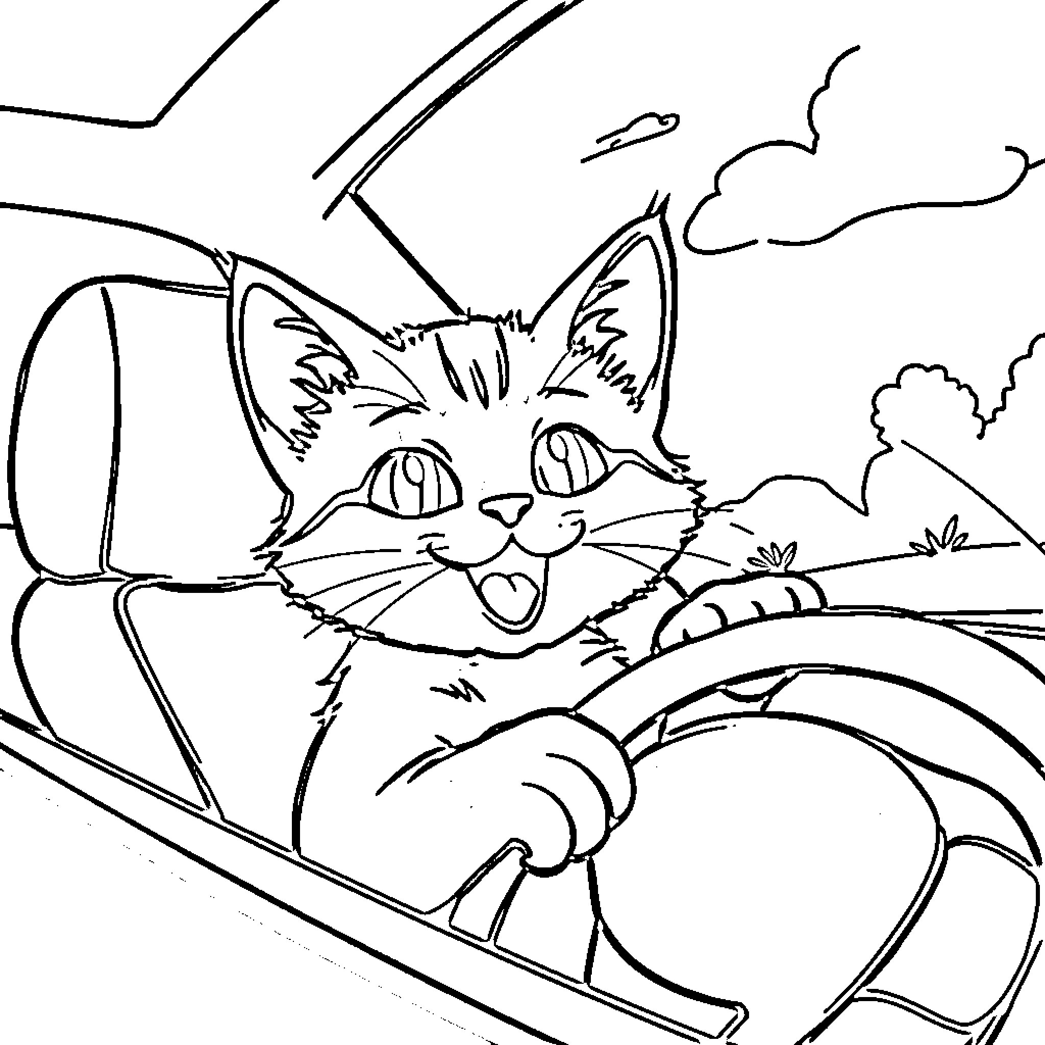 Bluey's fun car ride adventure Coloring Page (free black-and-white line drawing printable PDF for all, from beginners to advanced learners, including children, teens, adults, and seniors)