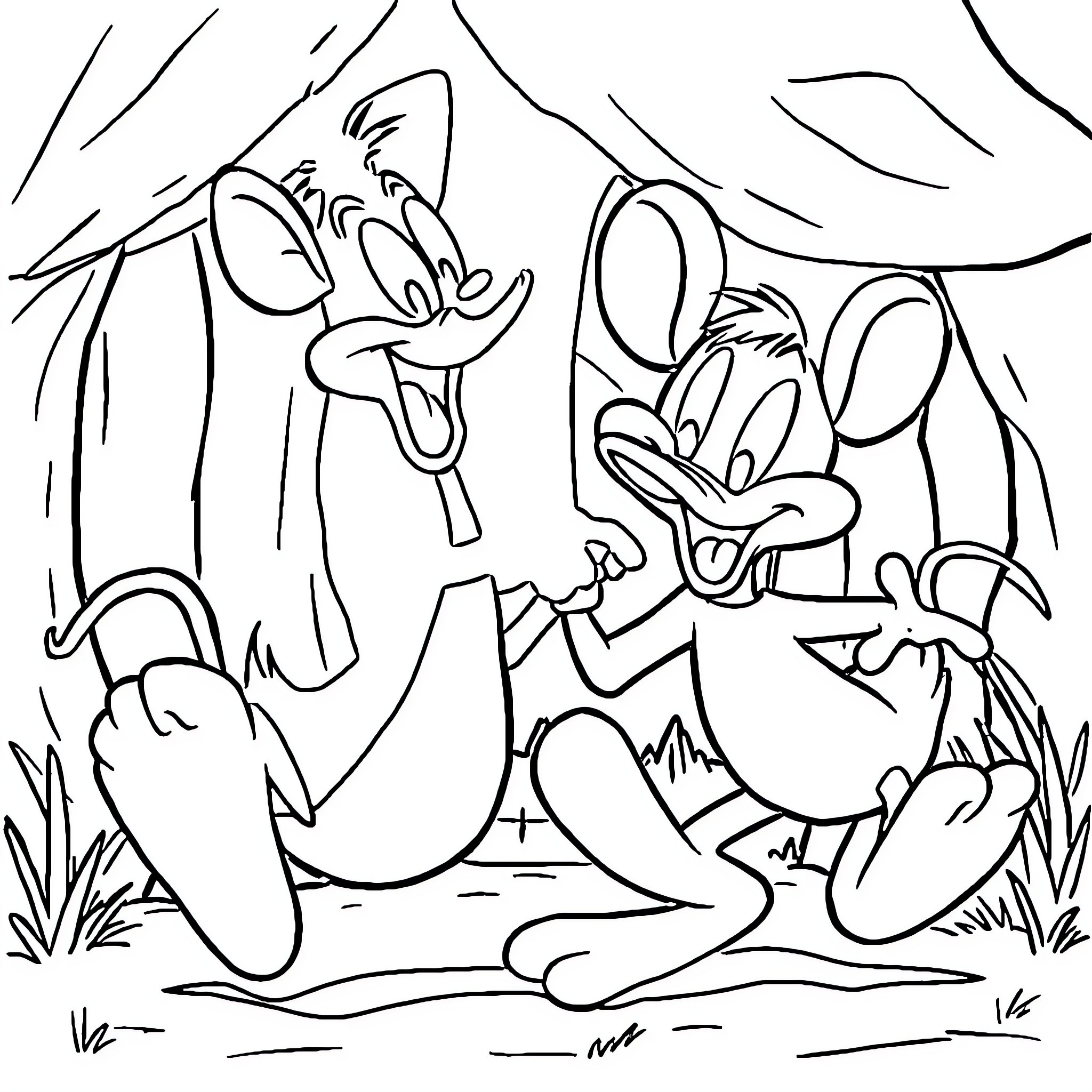 Speedy González and friends having an adventure Coloring Page (free black-and-white line drawing printable PDF for all, from beginners to advanced learners, including children, teens, adults, and seniors)