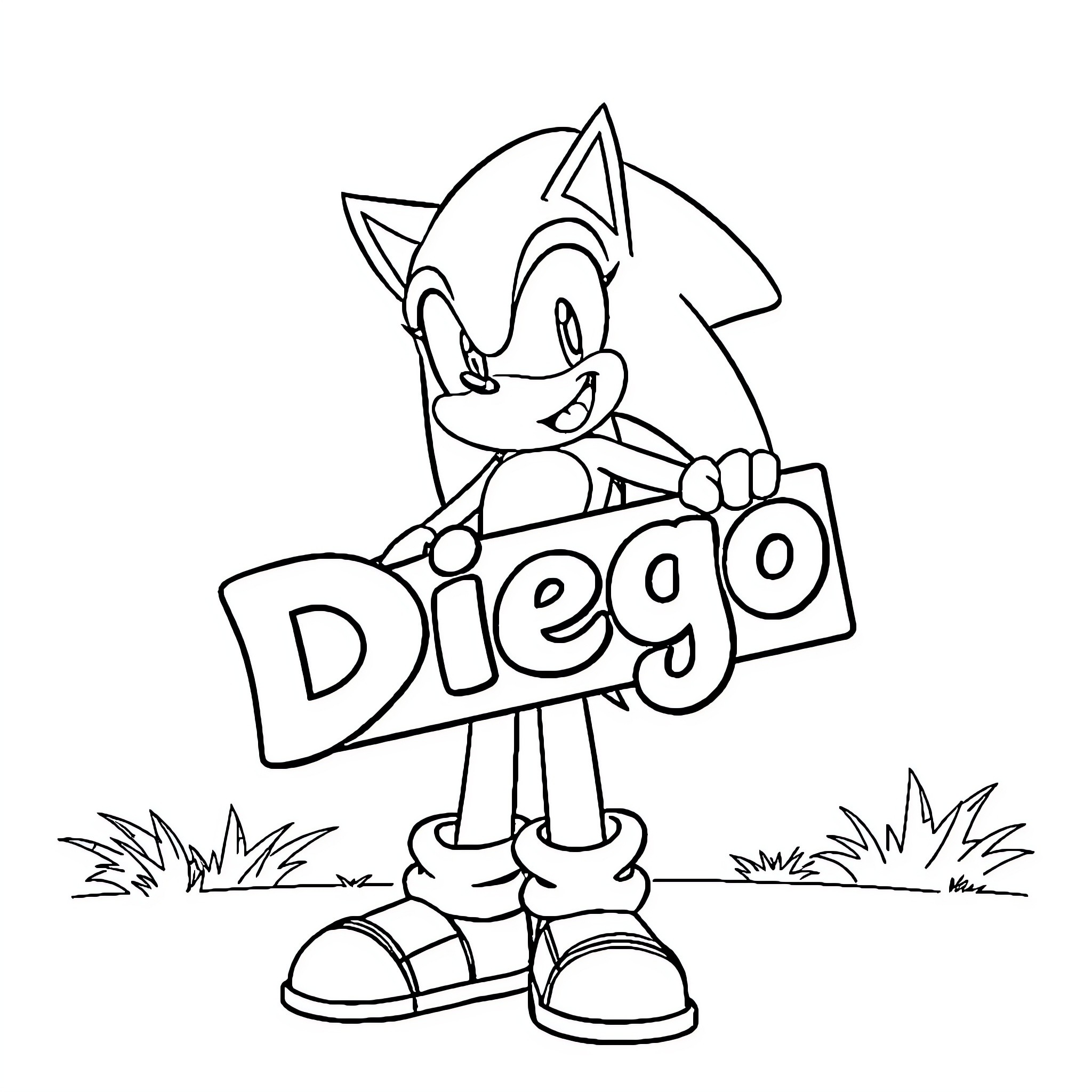Sega character Diego in cartoon-style illustration Coloring Page (free black-and-white line drawing printable PDF for all, from beginners to advanced learners, including children, teens, adults, and seniors)