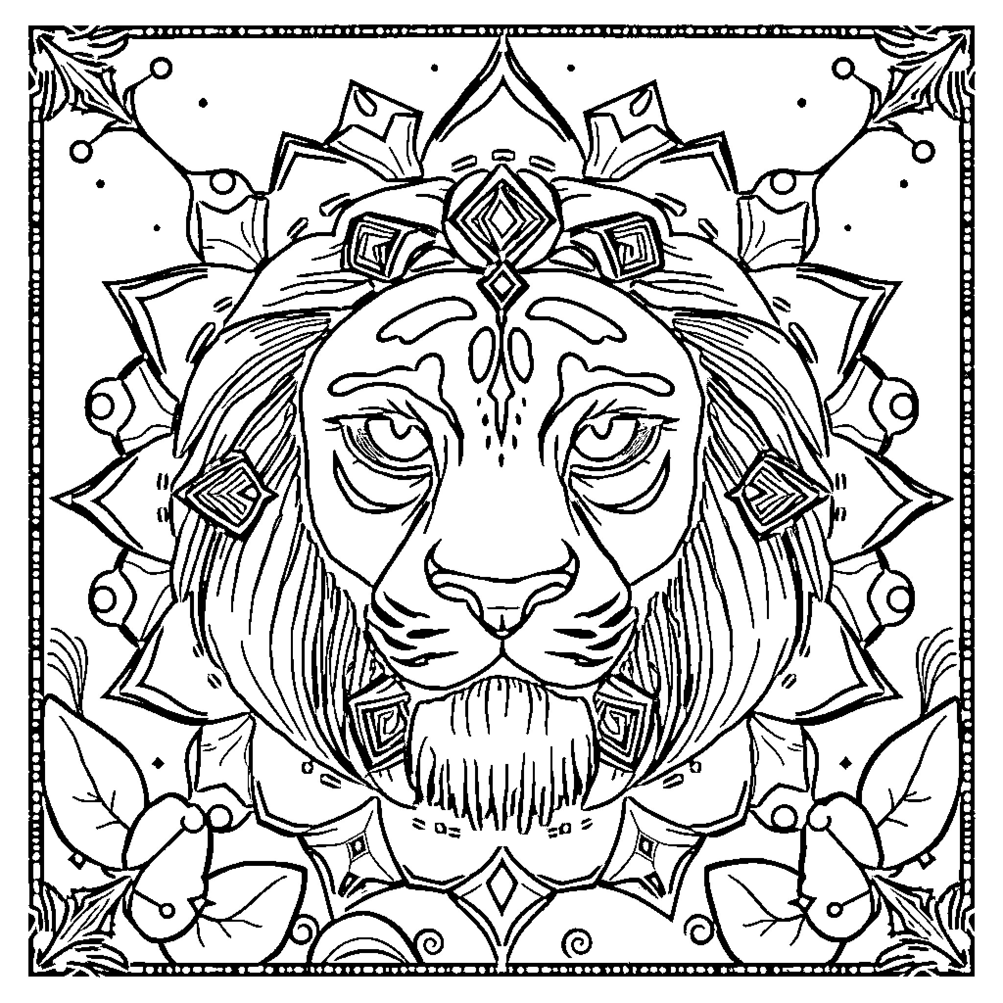 Monkey with Ornate Mandala Pattern Coloring Page (free black-and-white line drawing printable PDF for all, from beginners to advanced learners, including children, teens, adults, and seniors)