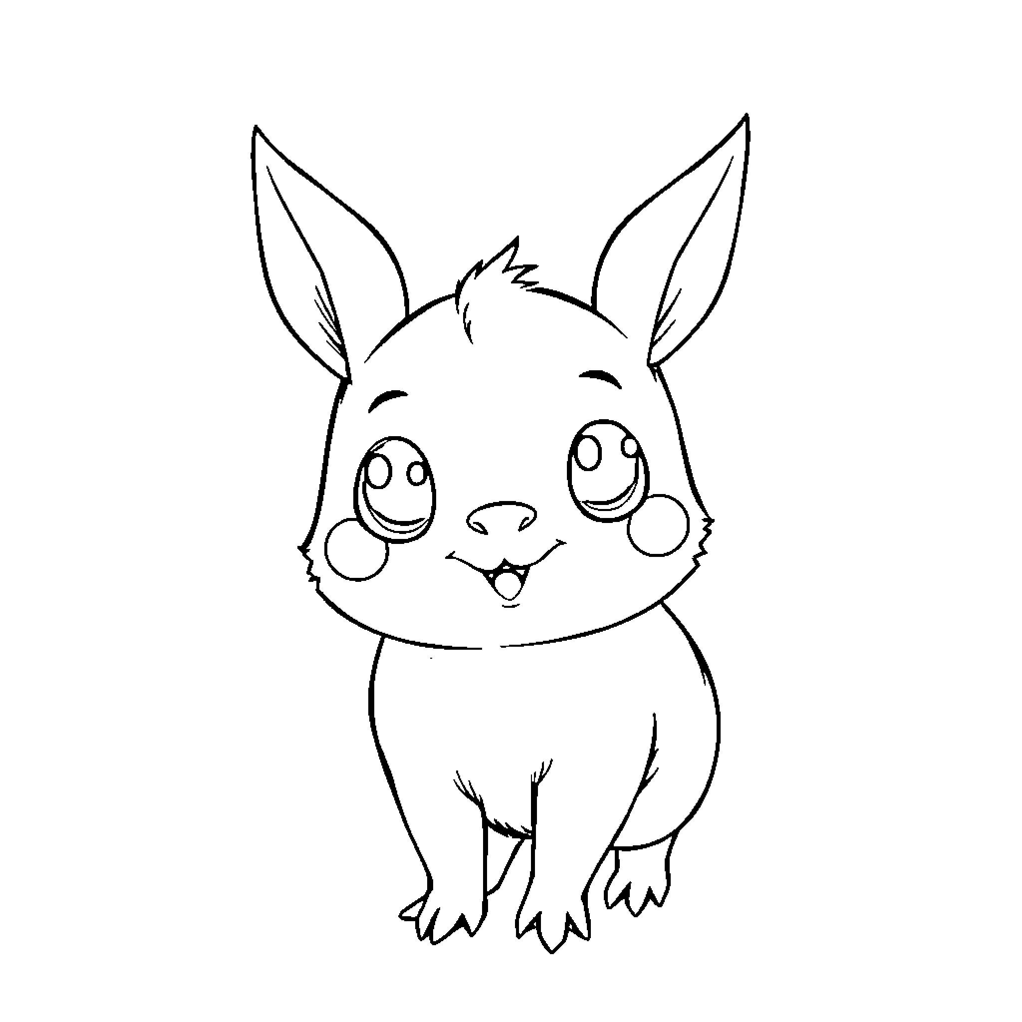 Pikachu sitting with a cute and joyful expression Coloring Page (free black-and-white line drawing printable PDF for all, from beginners to advanced learners, including children, teens, adults, and seniors)
