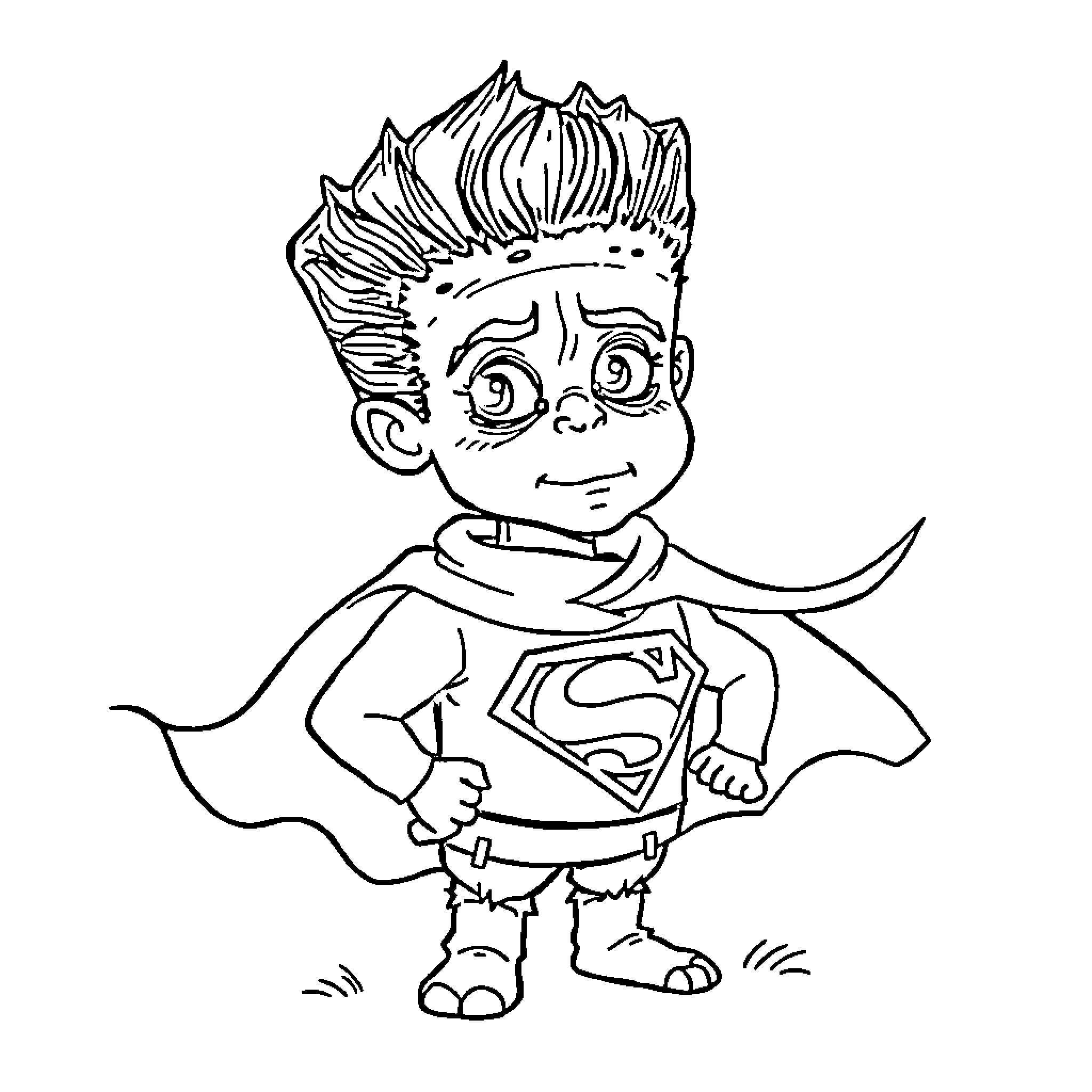 Frankenstein's Super-powered Sidekick in Action Coloring Page (free black-and-white line drawing printable PDF for all, from beginners to advanced learners, including children, teens, adults, and seniors)