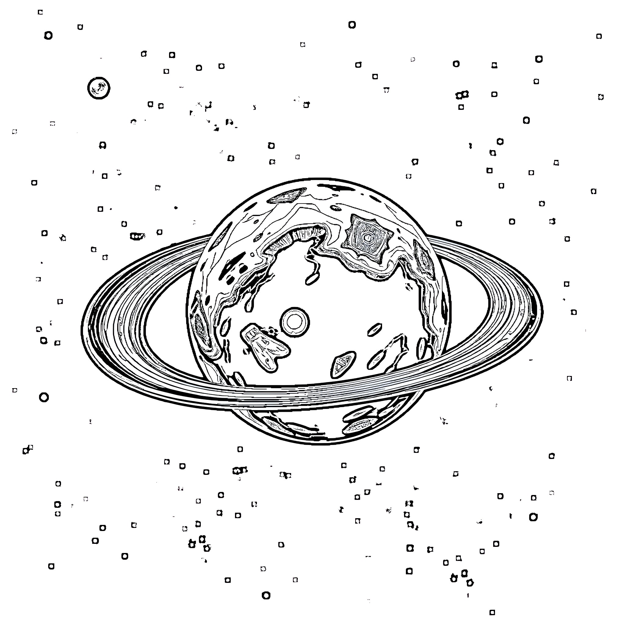Orcus' Planetary Exploration Coloring Page (free black-and-white line drawing printable PDF for all, from beginners to advanced learners, including children, teens, adults, and seniors)