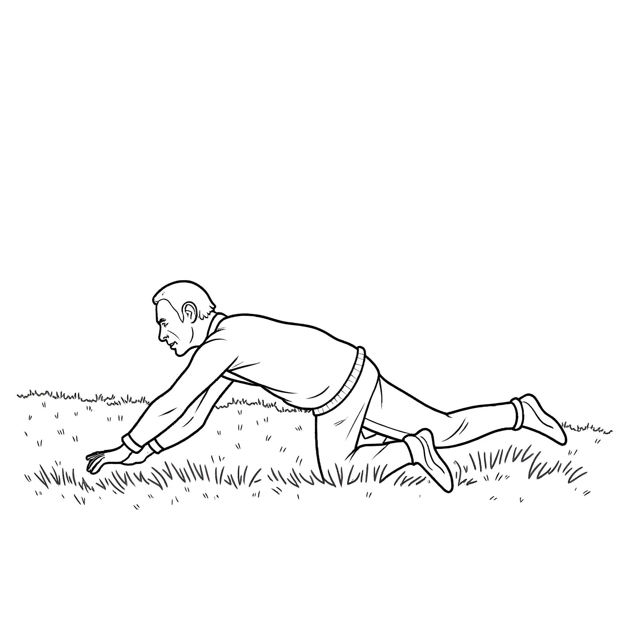 Biden lying on the grass Coloring Page (free black-and-white line drawing printable PDF for all, from beginners to advanced learners, including children, teens, adults, and seniors)