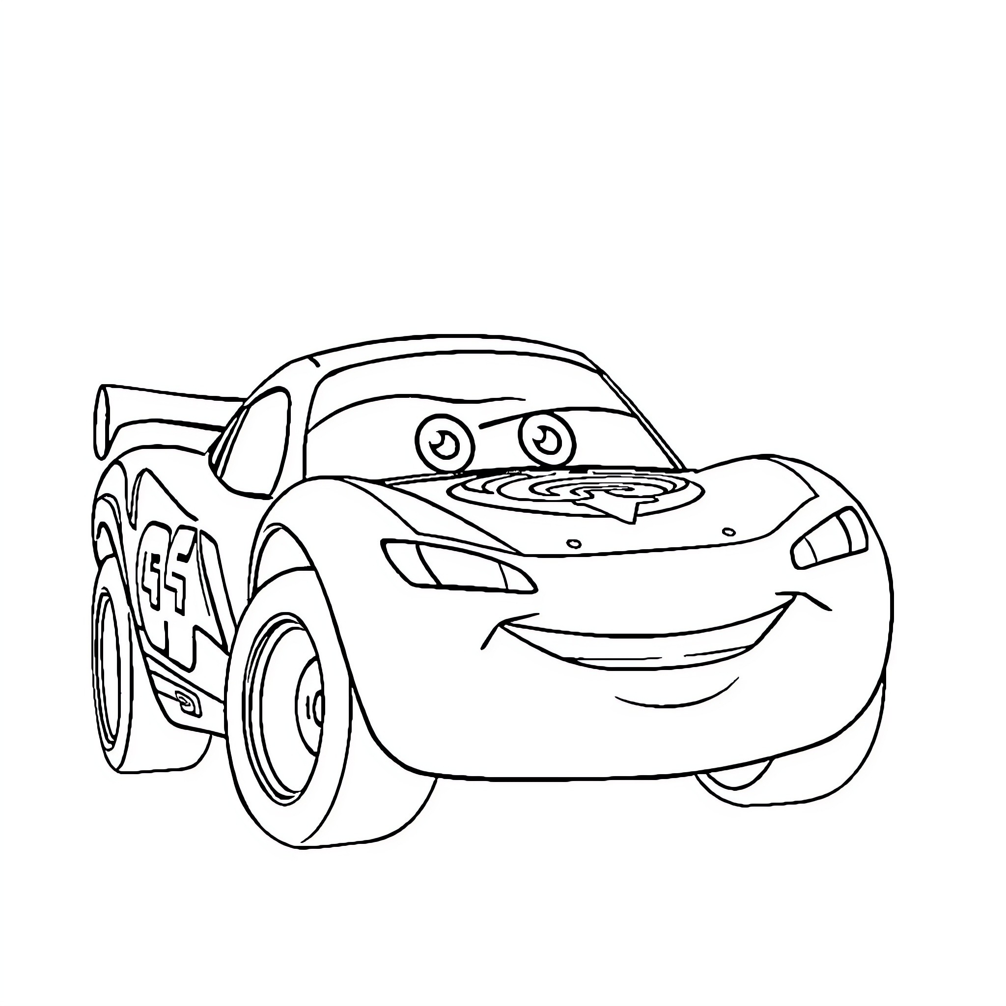 Lightning McQueen racing with excitement Coloring Page (free black-and-white line drawing printable PDF for all, from beginners to advanced learners, including children, teens, adults, and seniors)