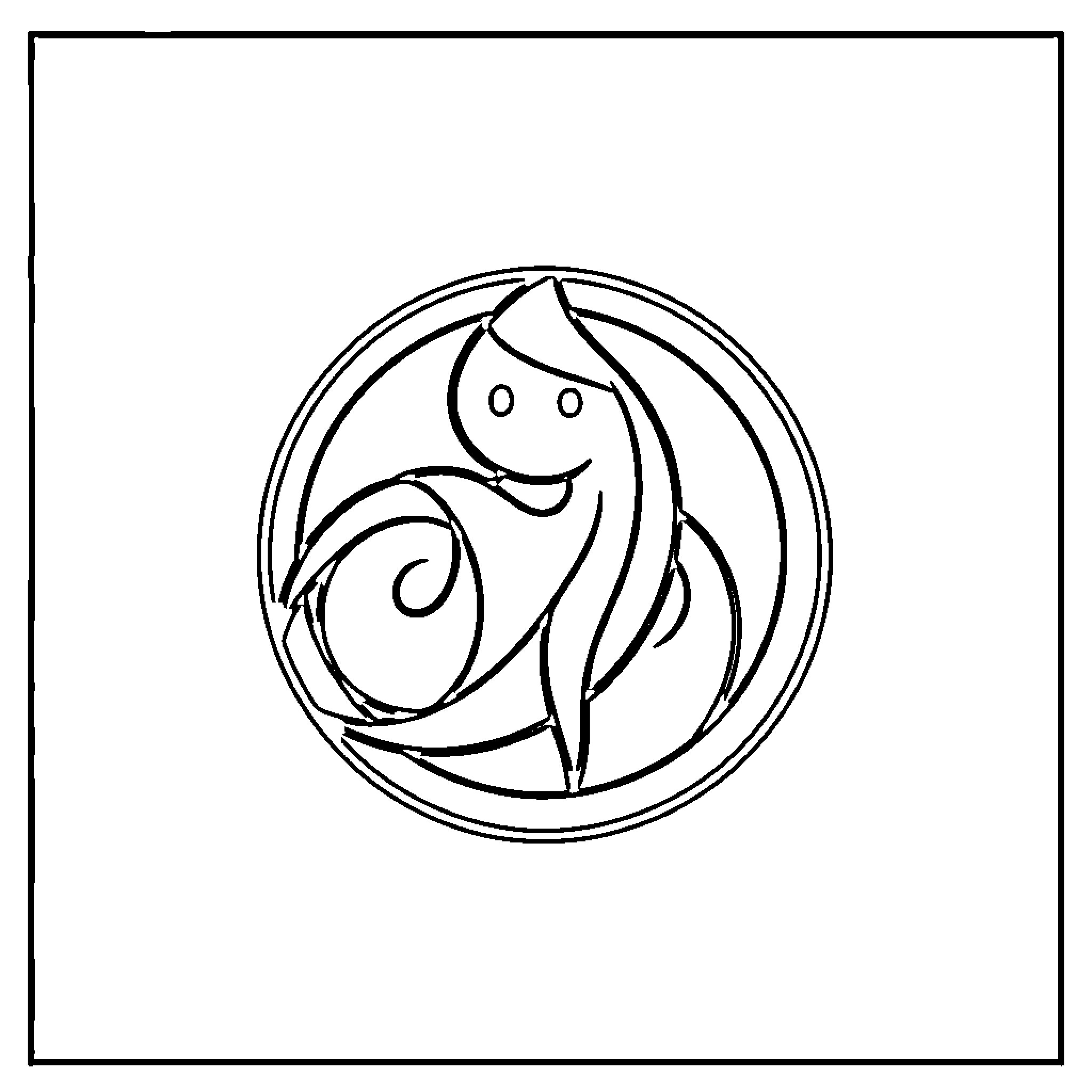 Logo of a stylized character with a smiling expression Coloring Page (free black-and-white line drawing printable PDF for all, from beginners to advanced learners, including children, teens, adults, and seniors)