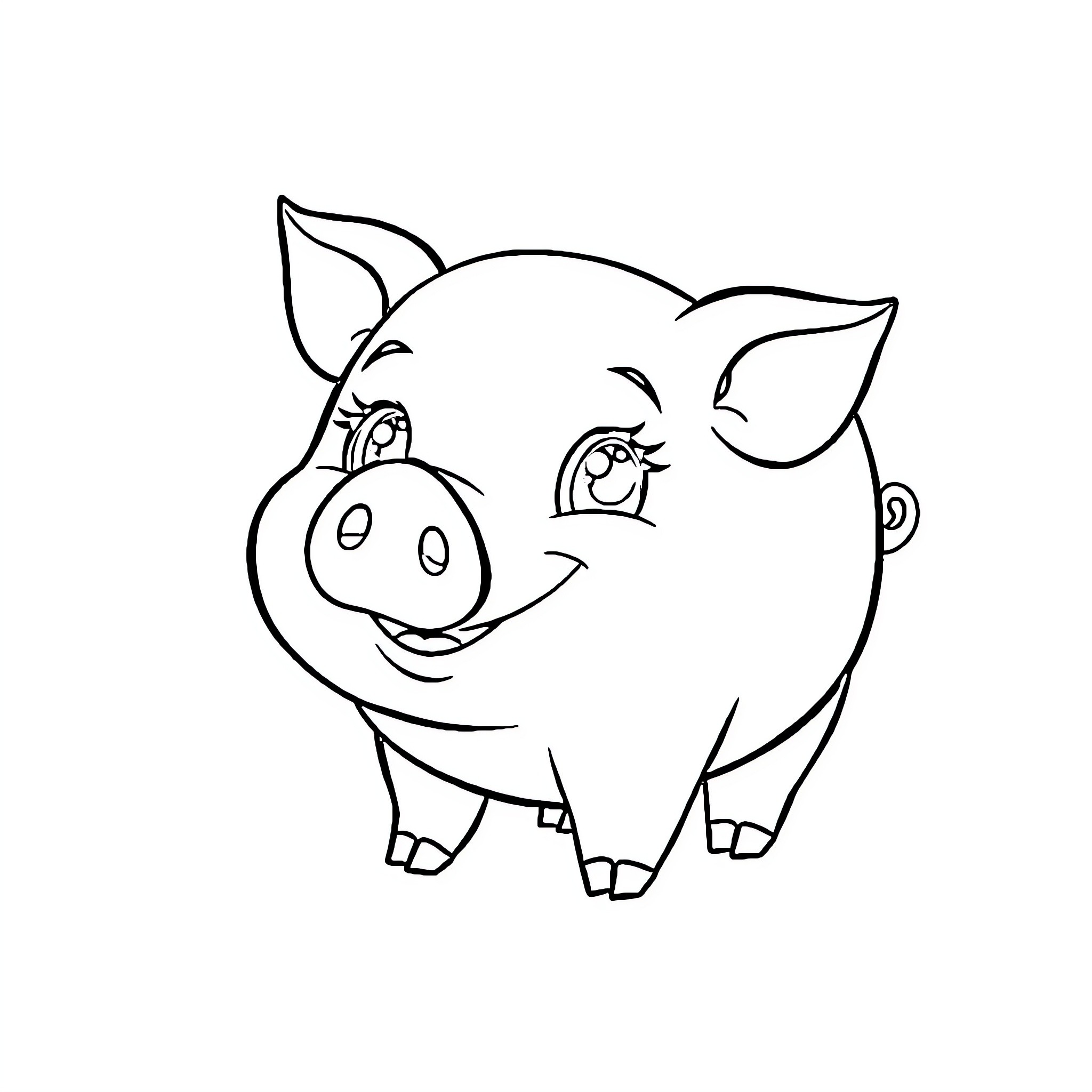 Pickle Pig playing and smiling happily Coloring Page (free black-and-white line drawing printable PDF for all, from beginners to advanced learners, including children, teens, adults, and seniors)