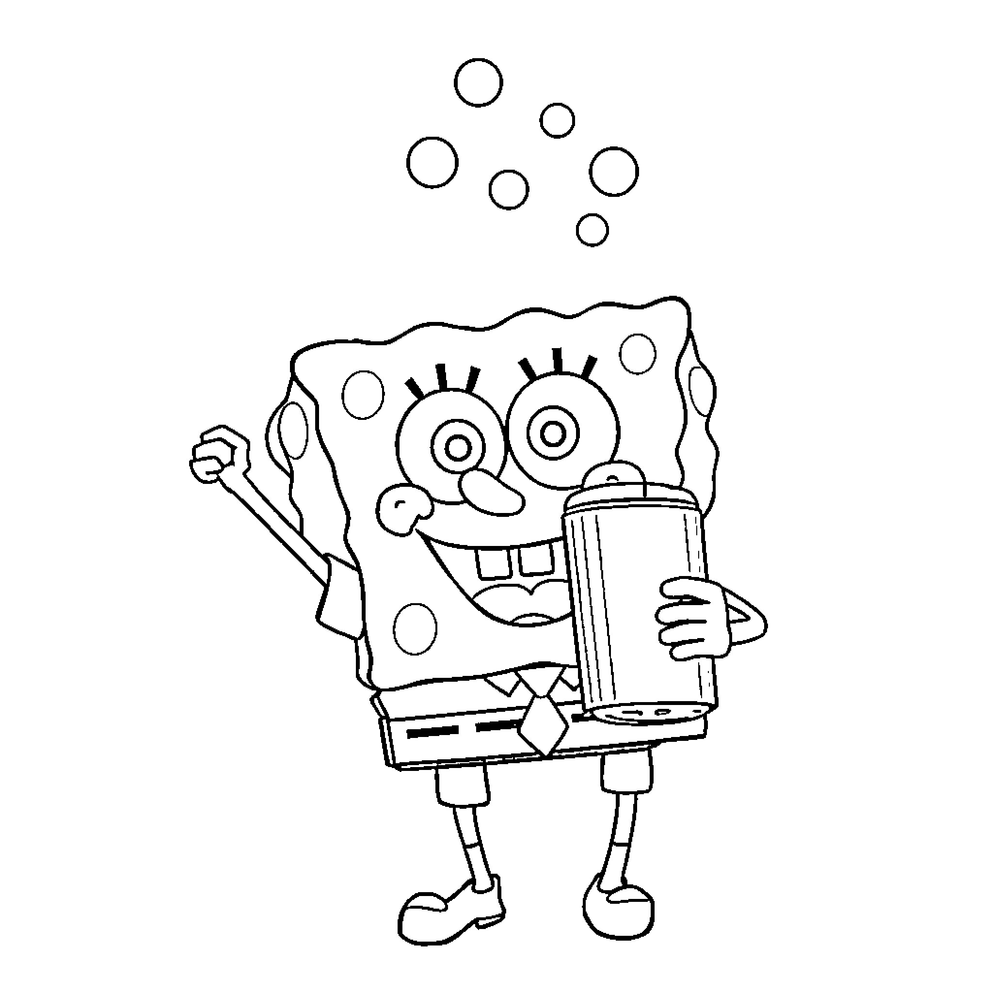 Spongebob excited with book Coloring Page (free black-and-white line drawing printable PDF for all, from beginners to advanced learners, including children, teens, adults, and seniors)
