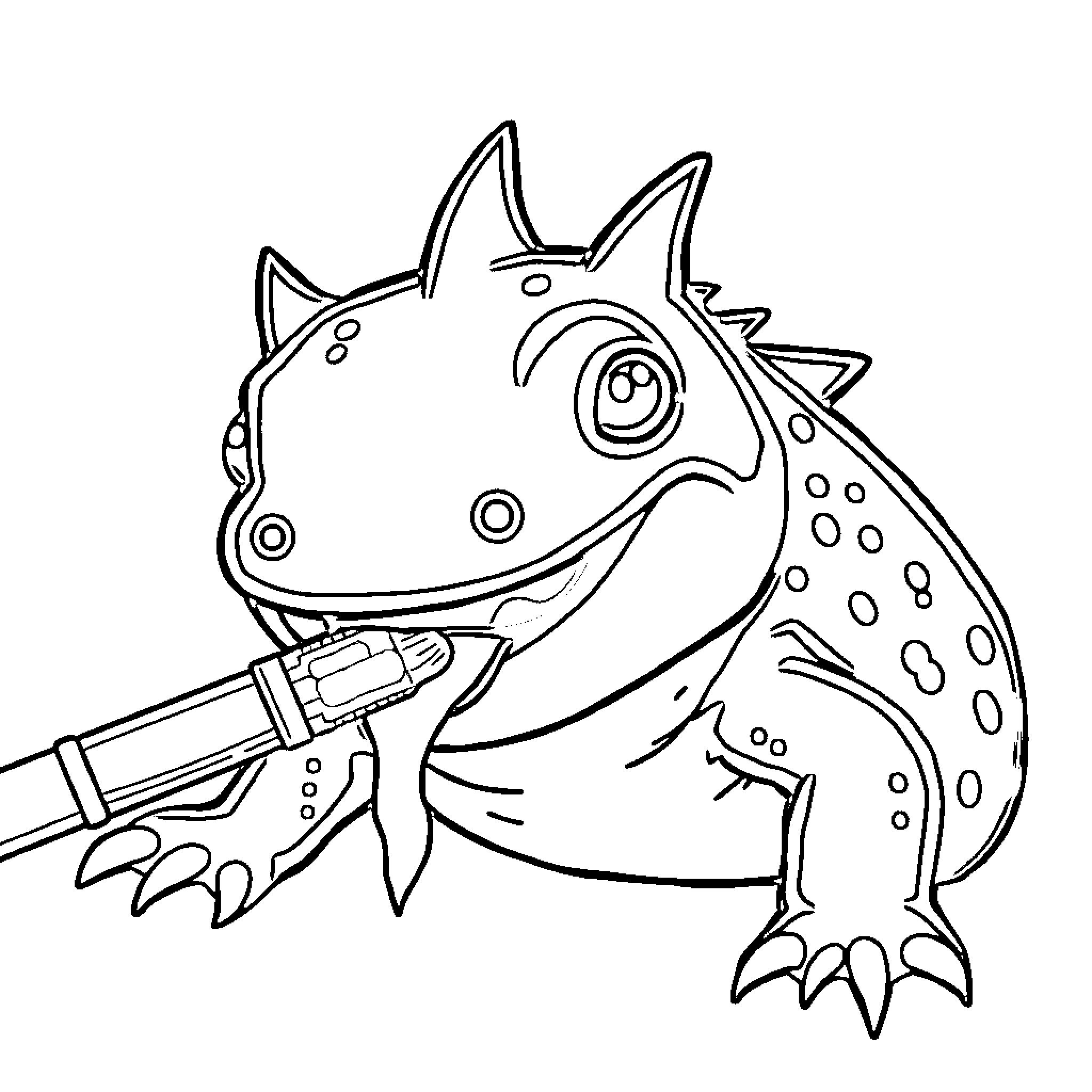 Axolotl operating a jetpack Coloring Page (free black-and-white line drawing printable PDF for all, from beginners to advanced learners, including children, teens, adults, and seniors)