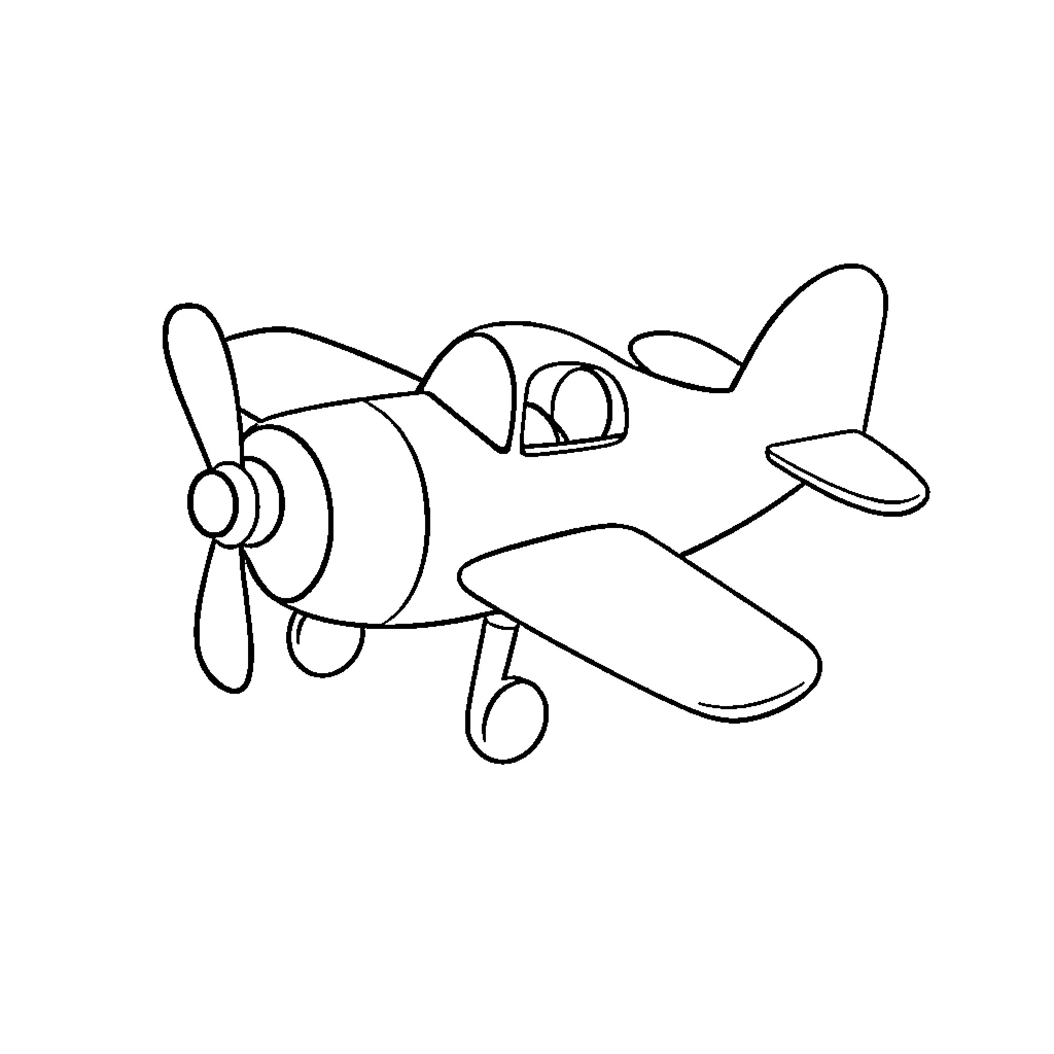 Plane in simple line drawing style Coloring Page (free black-and-white line drawing printable PDF for all, from beginners to advanced learners, including children, teens, adults, and seniors)