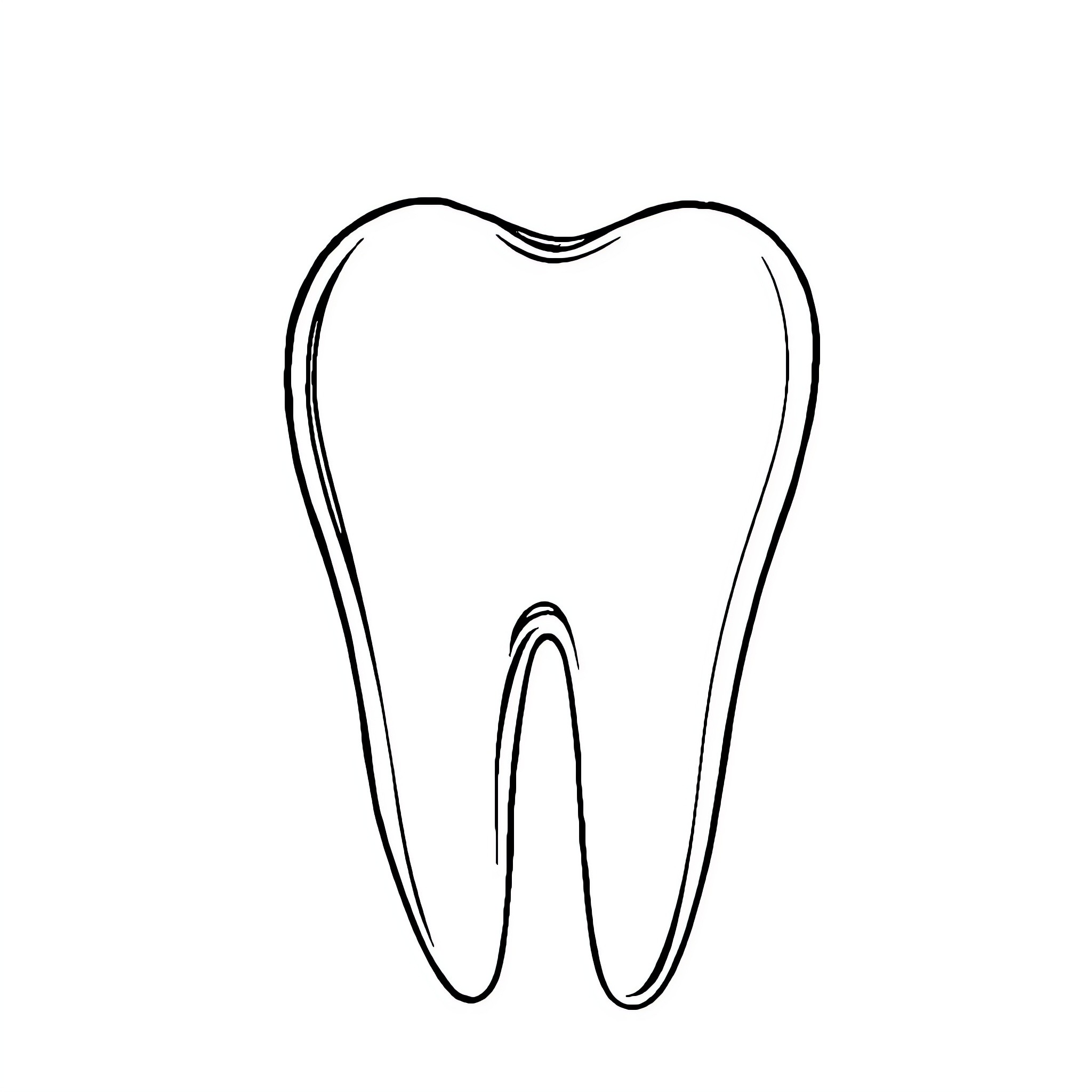 Tooth shape outlined in black and white Coloring Page (free black-and-white line drawing printable PDF for all, from beginners to advanced learners, including children, teens, adults, and seniors)