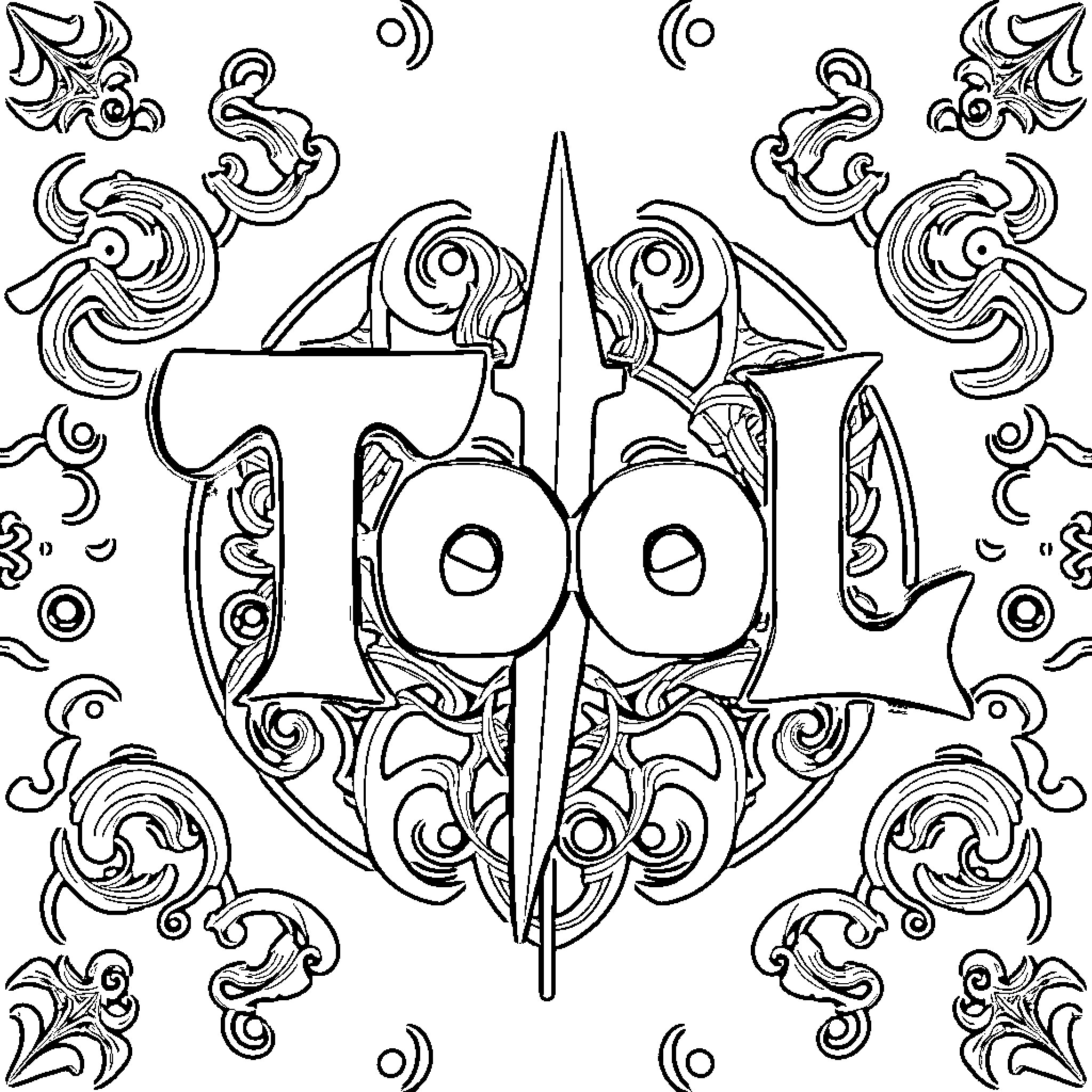 Tool with Abstract Ornamental Designs Coloring Page (free black-and-white line drawing printable PDF for all, from beginners to advanced learners, including children, teens, adults, and seniors)