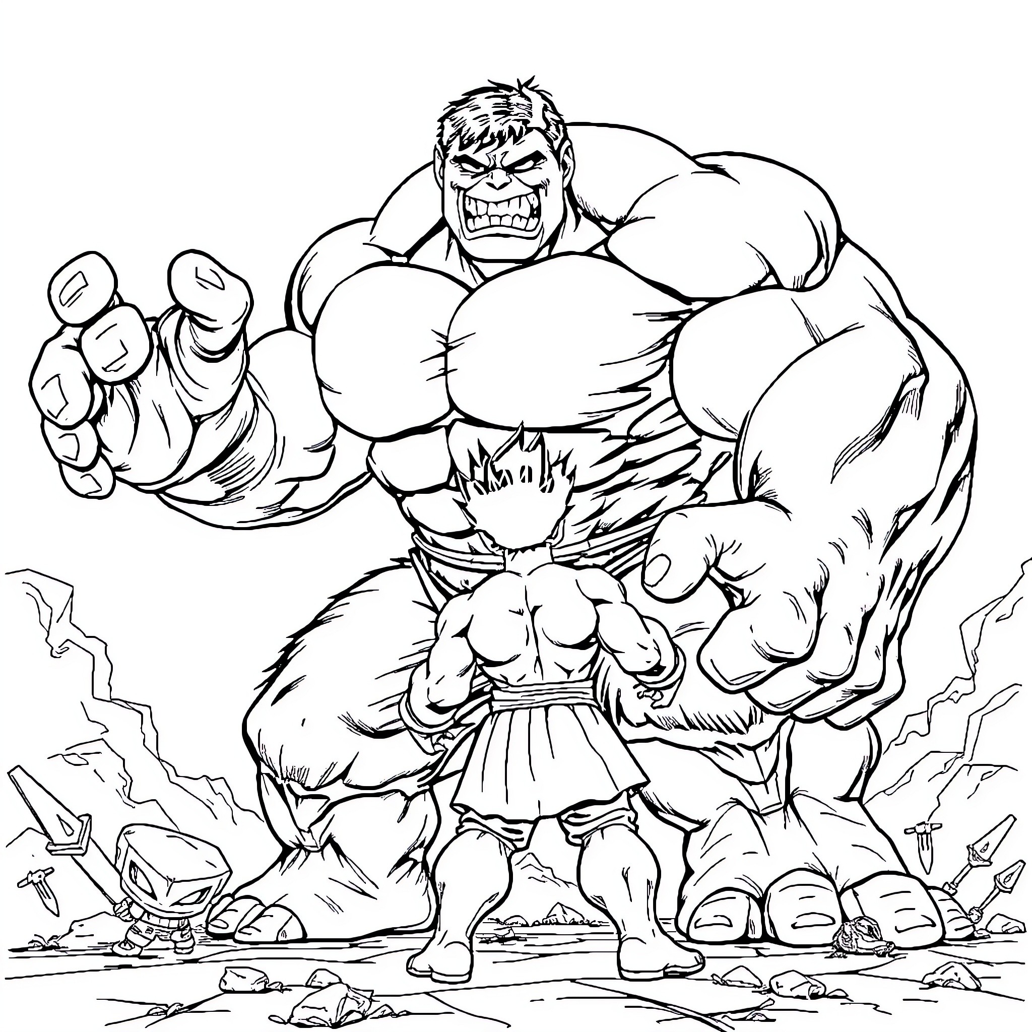 Piccolo warrior battles with fierce determination Coloring Page (free black-and-white line drawing printable PDF for all, from beginners to advanced learners, including children, teens, adults, and seniors)