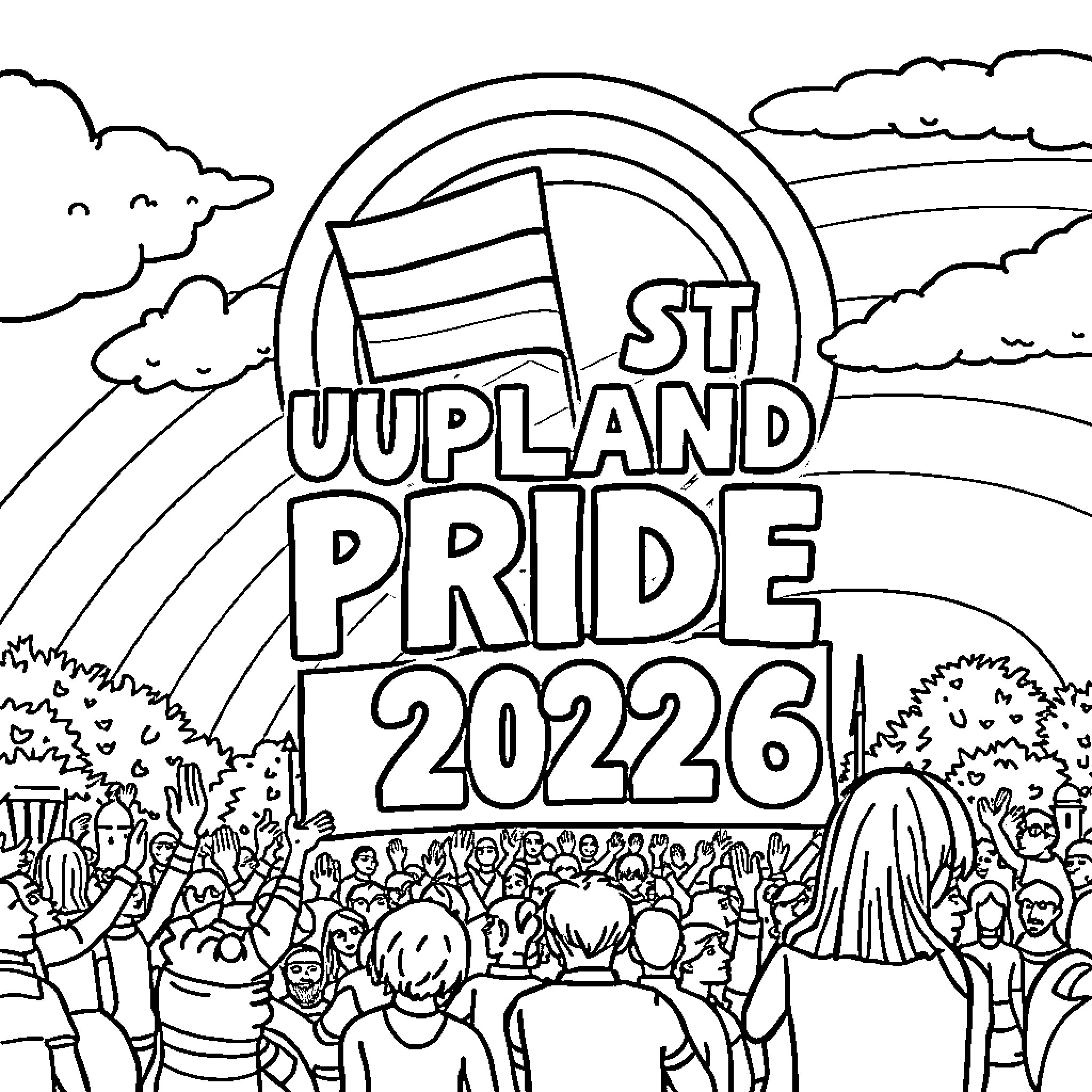 Pride celebration at Uupland Pride 20226 Coloring Page (free black-and-white line drawing printable PDF for all, from beginners to advanced learners, including children, teens, adults, and seniors)