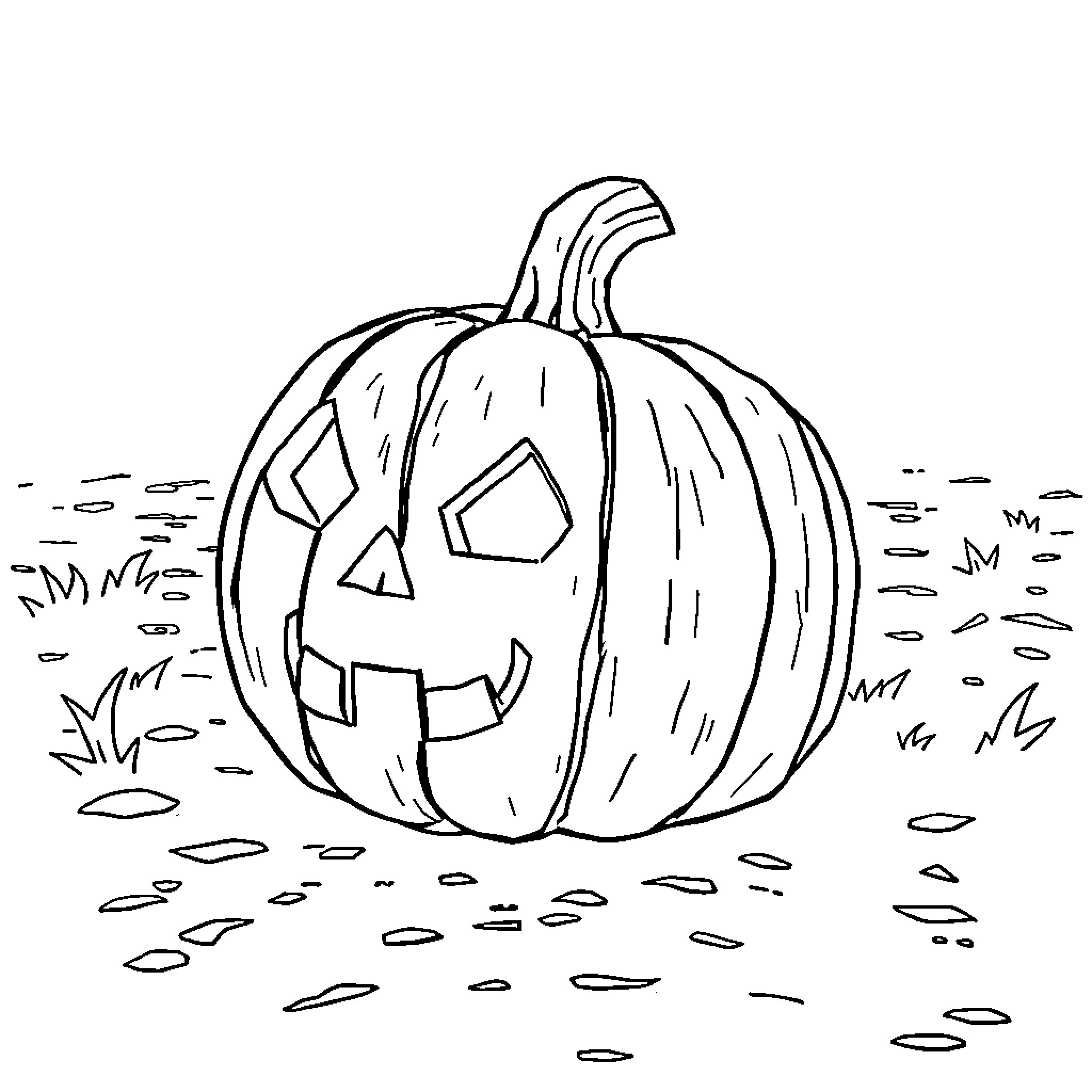 Enderman carving a pumpkin in a spooky setting Coloring Page (free black-and-white line drawing printable PDF for all, from beginners to advanced learners, including children, teens, adults, and seniors)