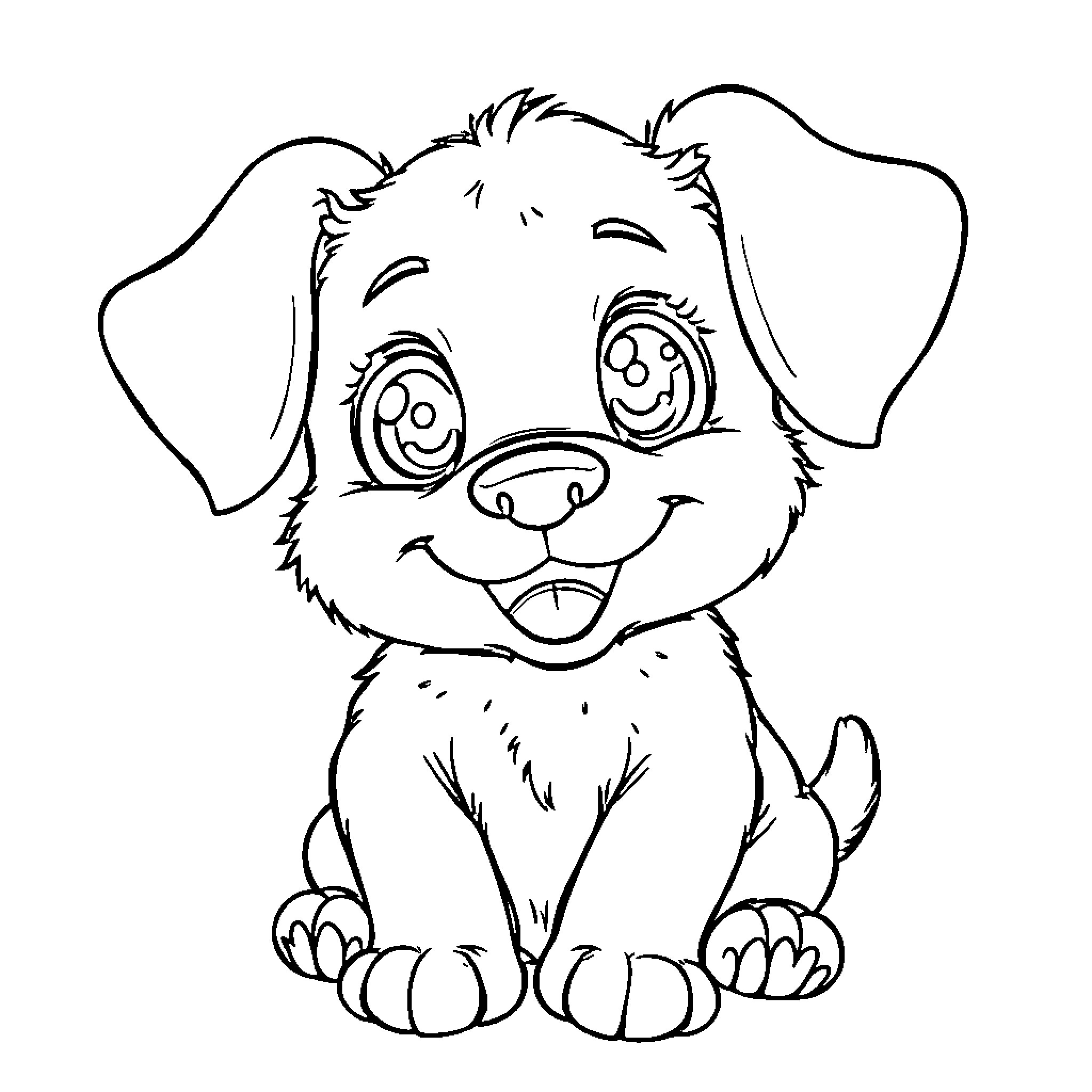 Bluey the Happy Puppy Coloring Page (free black-and-white line drawing printable PDF for all, from beginners to advanced learners, including children, teens, adults, and seniors)