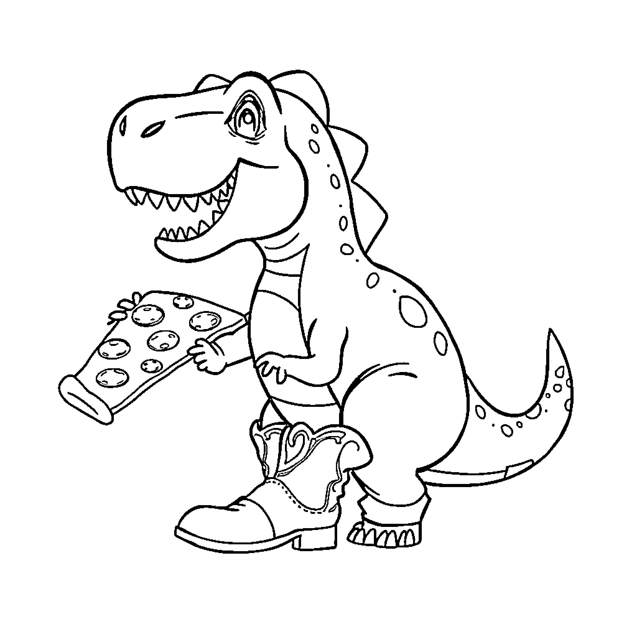 Dinosaur playing with video game controller Coloring Page (free black-and-white line drawing printable PDF for all, from beginners to advanced learners, including children, teens, adults, and seniors)