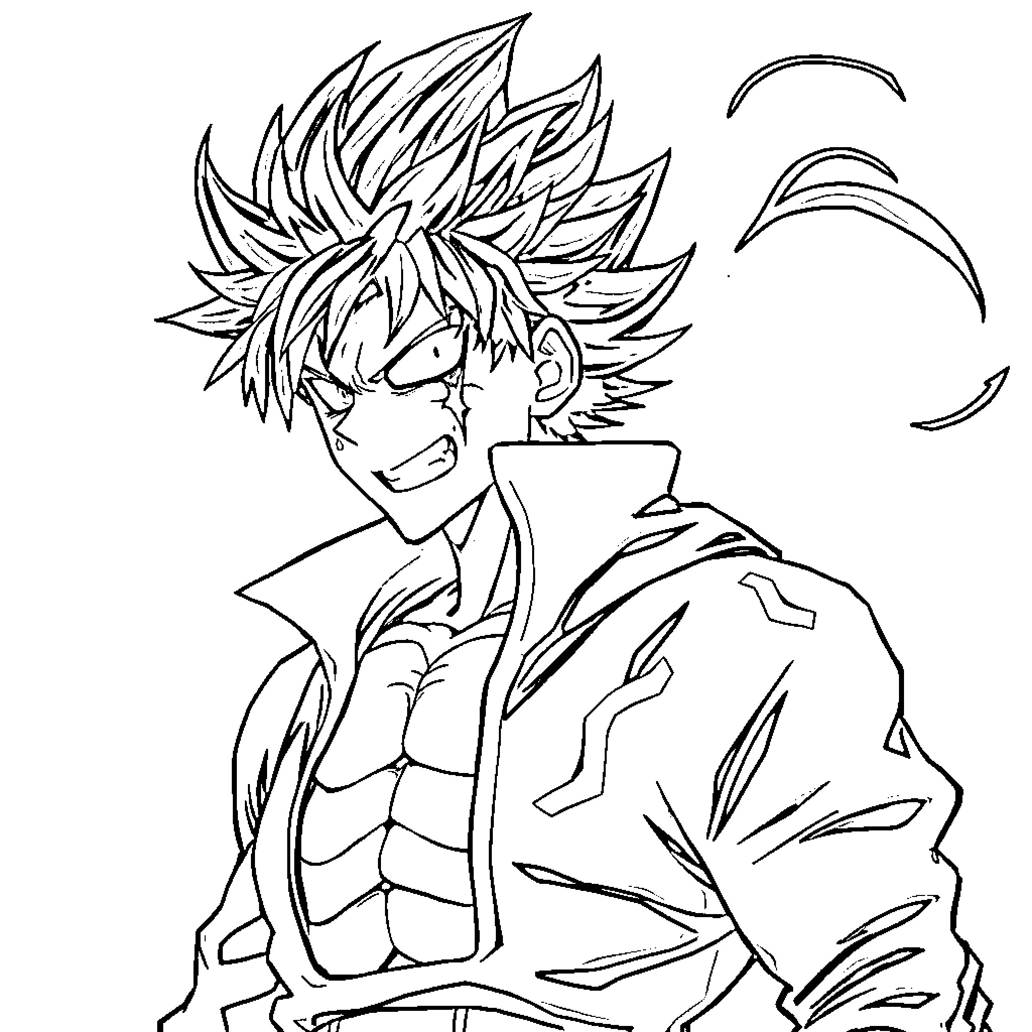 Dabi's Intense Expression and Rugged Appearance Coloring Page (free black-and-white line drawing printable PDF for all, from beginners to advanced learners, including children, teens, adults, and seniors)