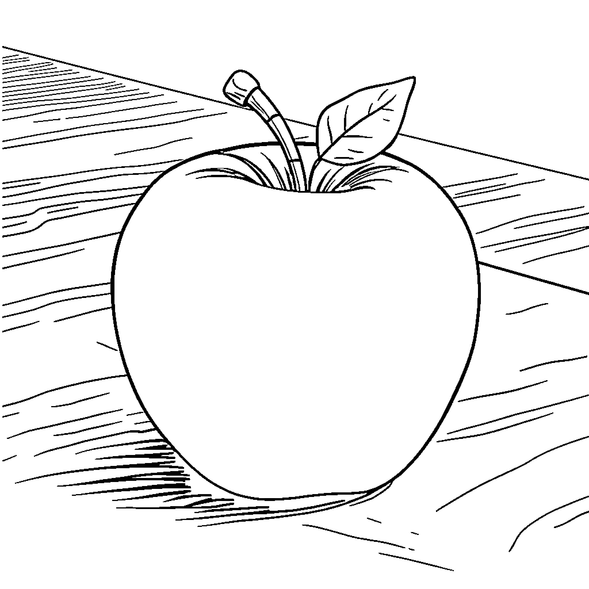 Apple in simple black and white sketch Coloring Page (free black-and-white line drawing printable PDF for all, from beginners to advanced learners, including children, teens, adults, and seniors)