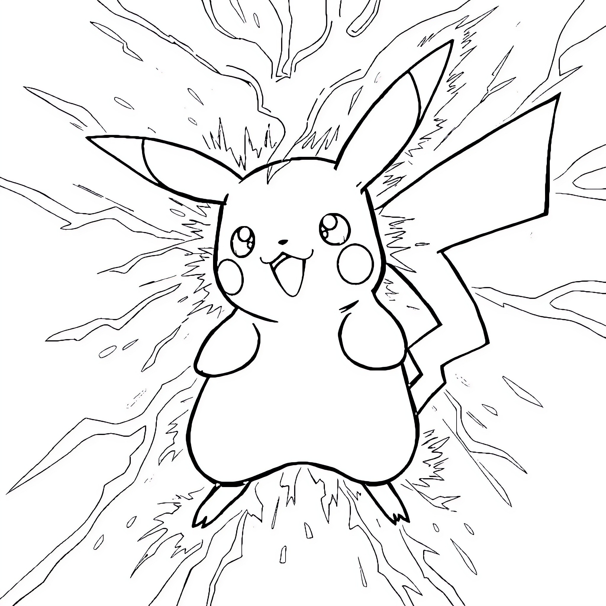 Pikachu in a shocking pose Coloring Page (free black-and-white line drawing printable PDF for all, from beginners to advanced learners, including children, teens, adults, and seniors)