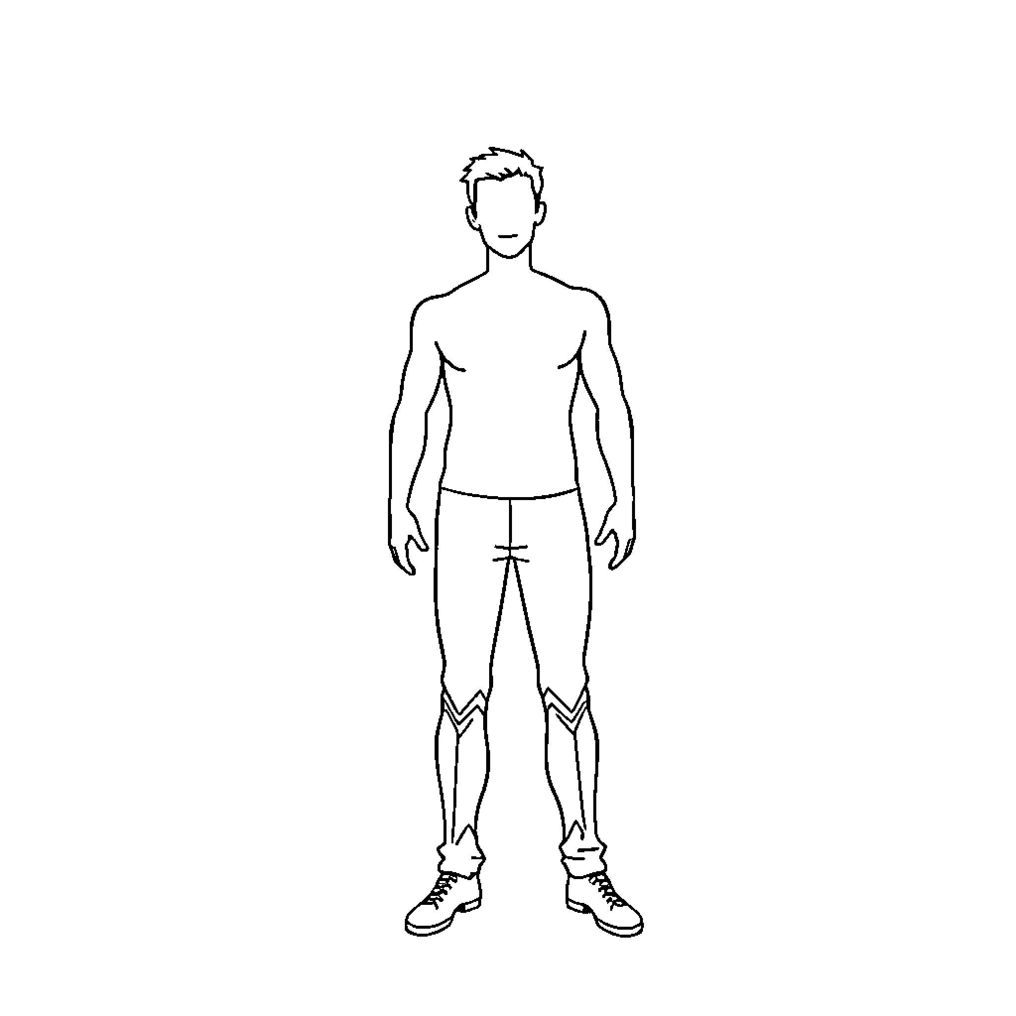 Man standing in athletic pose Coloring Page (free black-and-white line drawing printable PDF for all, from beginners to advanced learners, including children, teens, adults, and seniors)