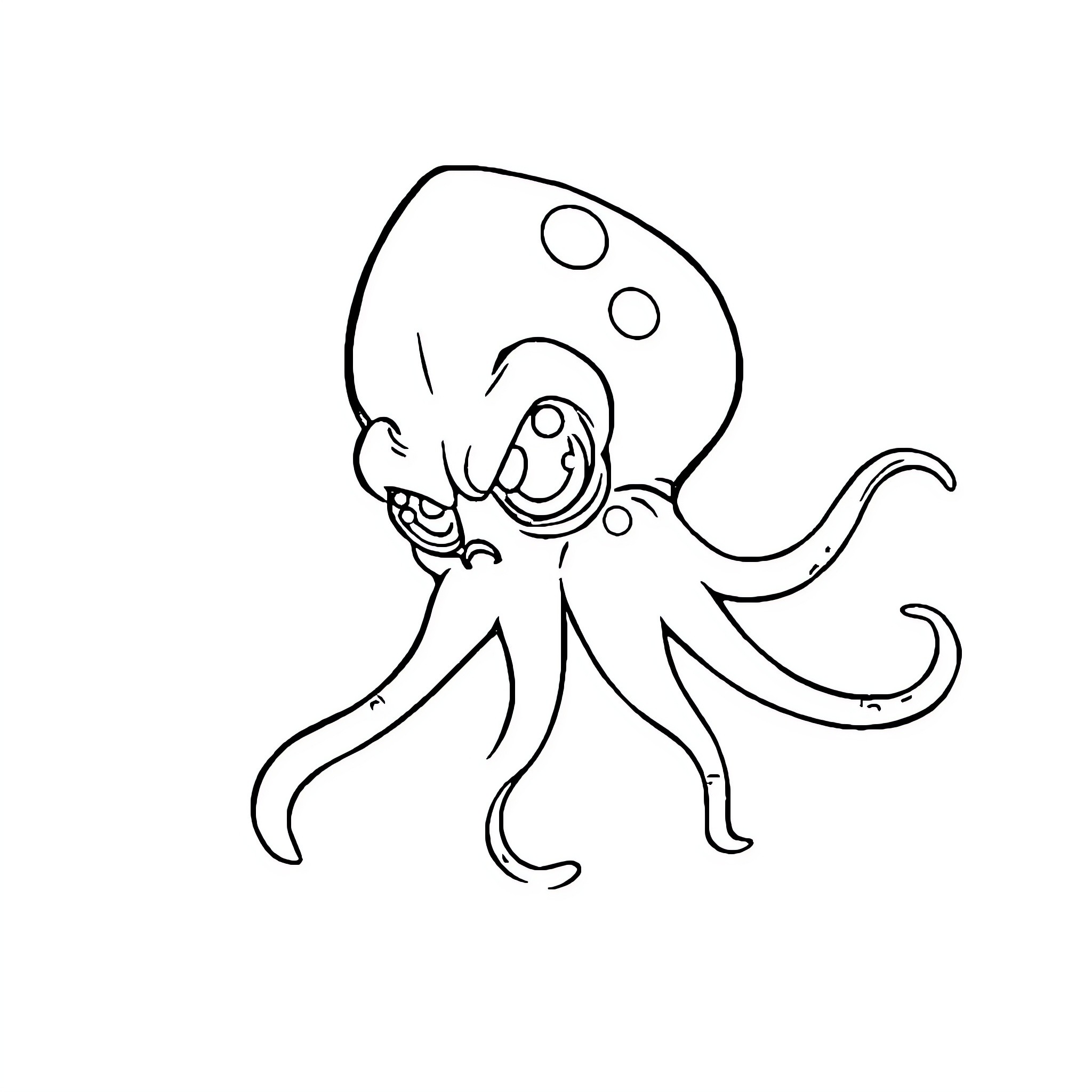Squid making a funny face Coloring Page (free black-and-white line drawing printable PDF for all, from beginners to advanced learners, including children, teens, adults, and seniors)