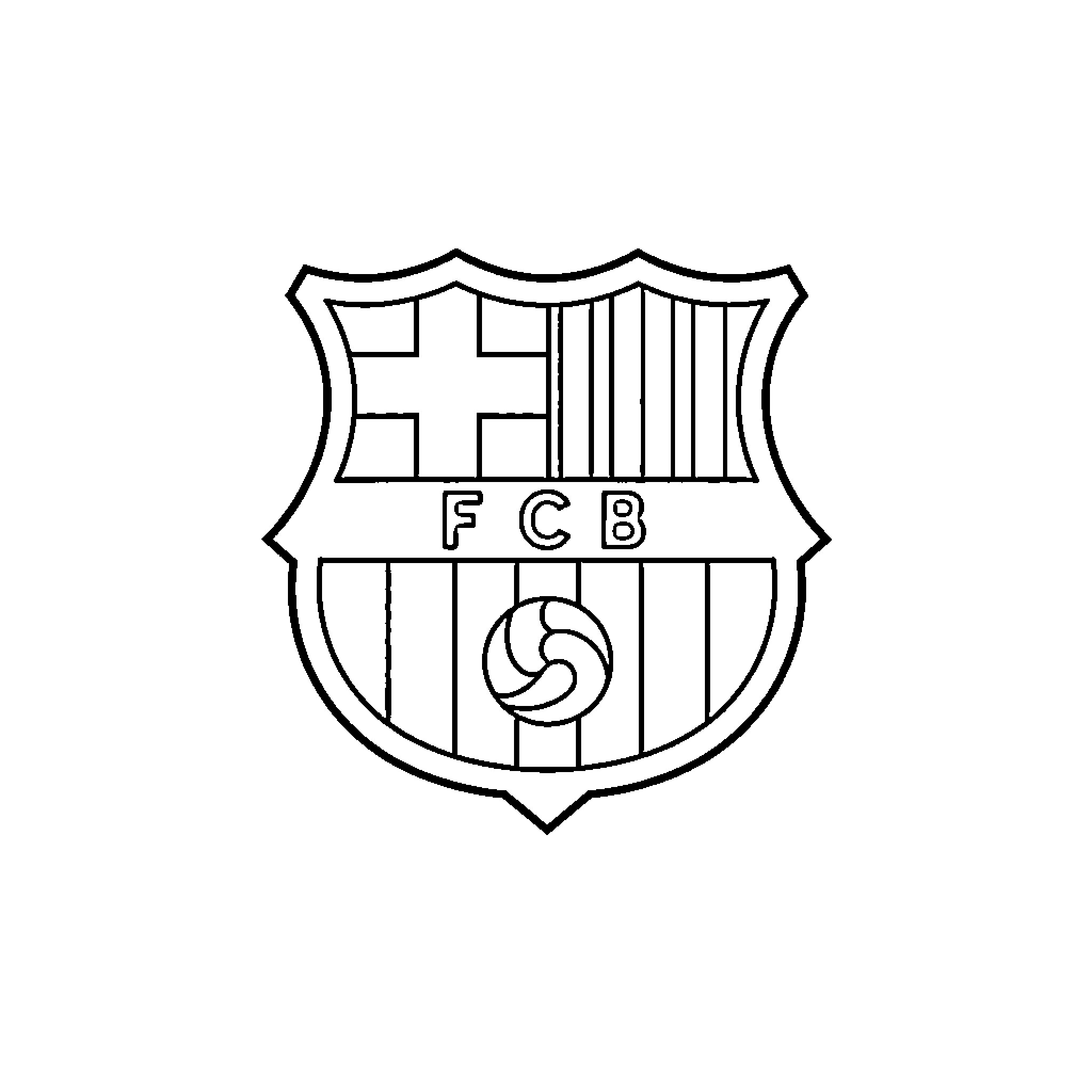 Fc Barcelona team crest Coloring Page (free black-and-white line drawing printable PDF for all, from beginners to advanced learners, including children, teens, adults, and seniors)