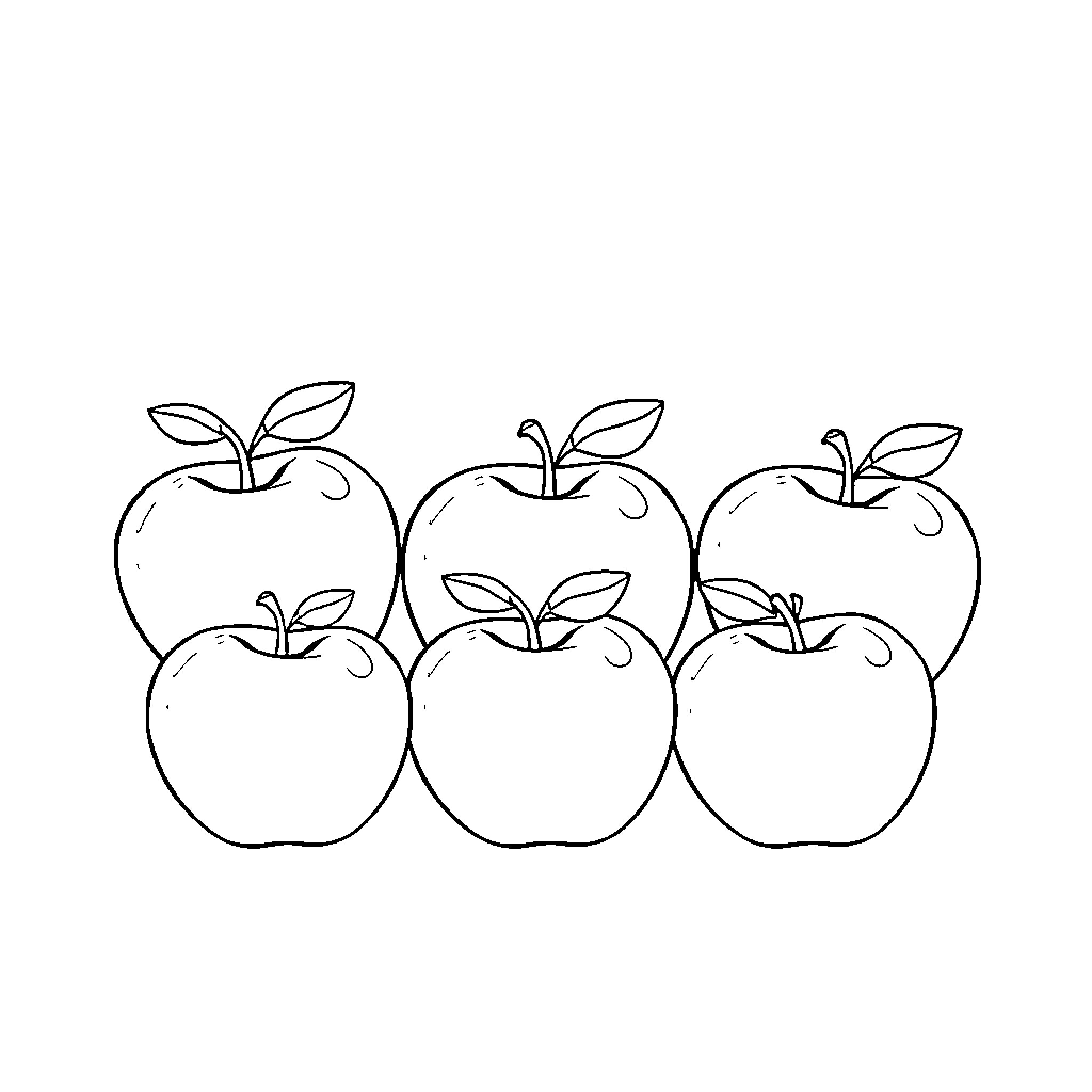 Apple-shaped Outlined Fruit in Arrangement Coloring Page (free black-and-white line drawing printable PDF for all, from beginners to advanced learners, including children, teens, adults, and seniors)