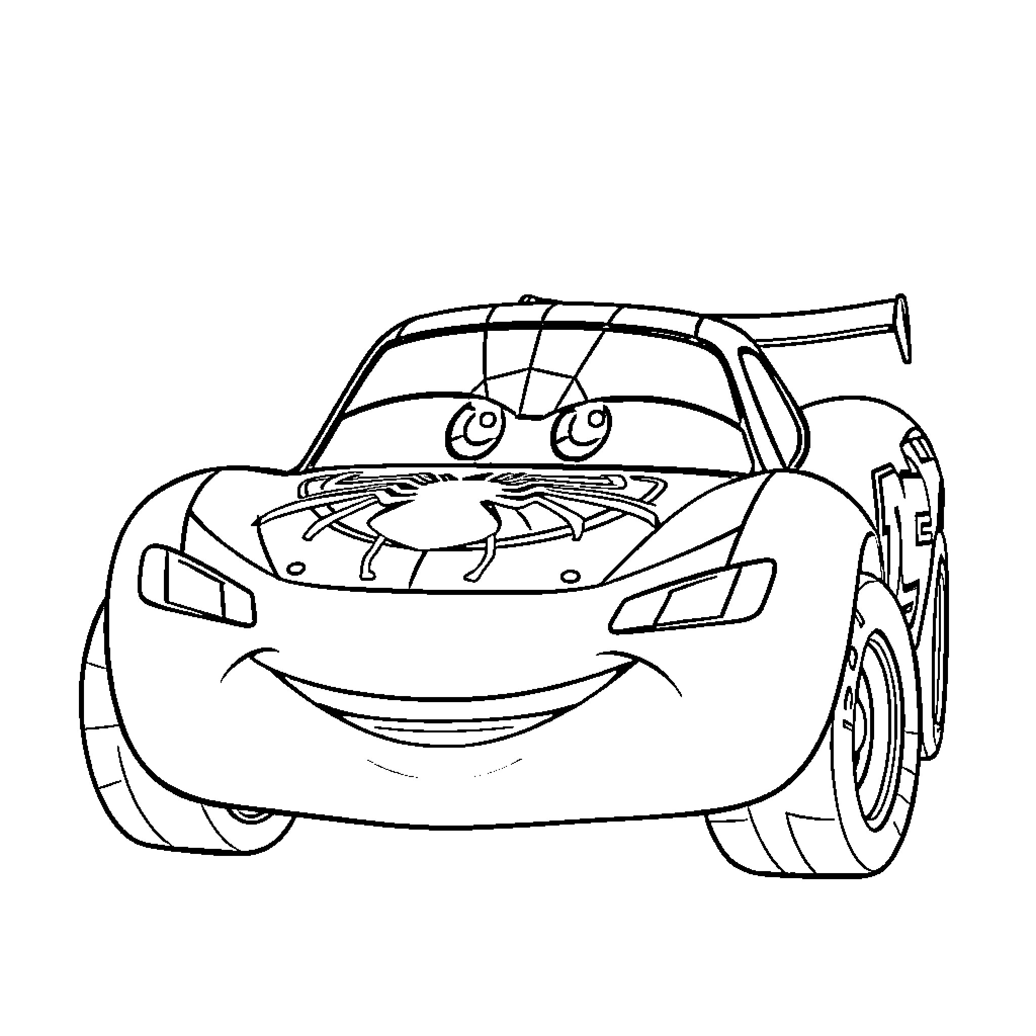 Rayo McQueen preparing for a race Coloring Page (free black-and-white line drawing printable PDF for all, from beginners to advanced learners, including children, teens, adults, and seniors)