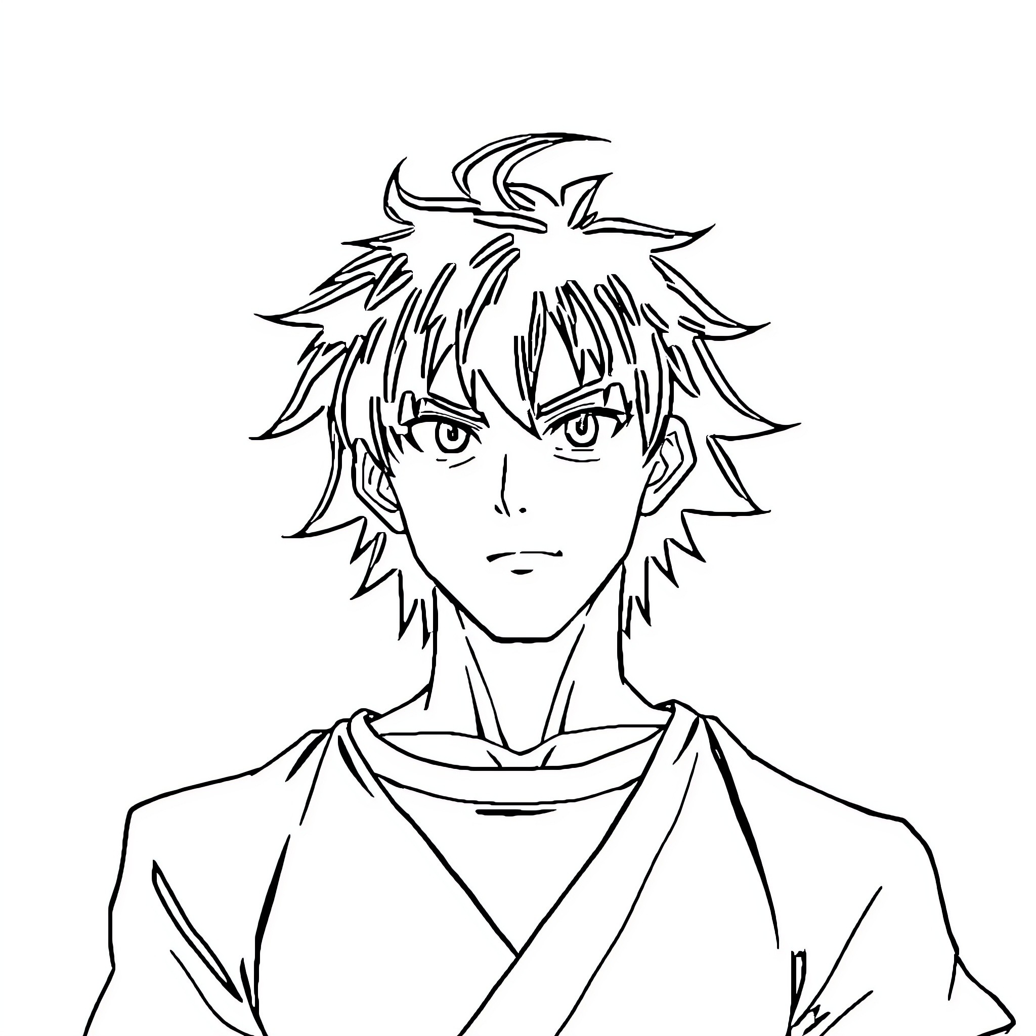 Kaname Kuran in serious contemplation Coloring Page (free black-and-white line drawing printable PDF for all, from beginners to advanced learners, including children, teens, adults, and seniors)