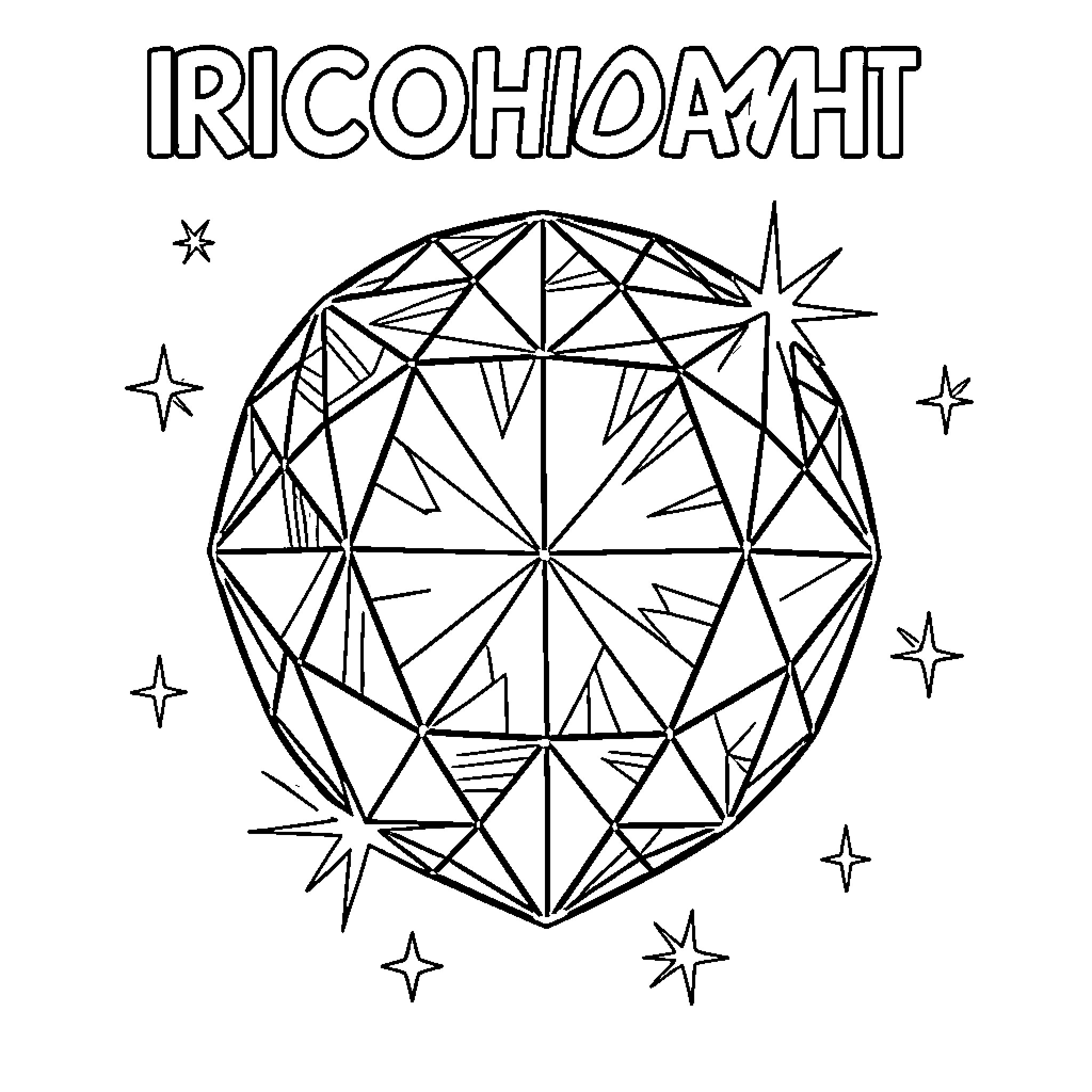 Diamant sparkling brightly amidst surrounding stars Coloring Page (free black-and-white line drawing printable PDF for all, from beginners to advanced learners, including children, teens, adults, and seniors)
