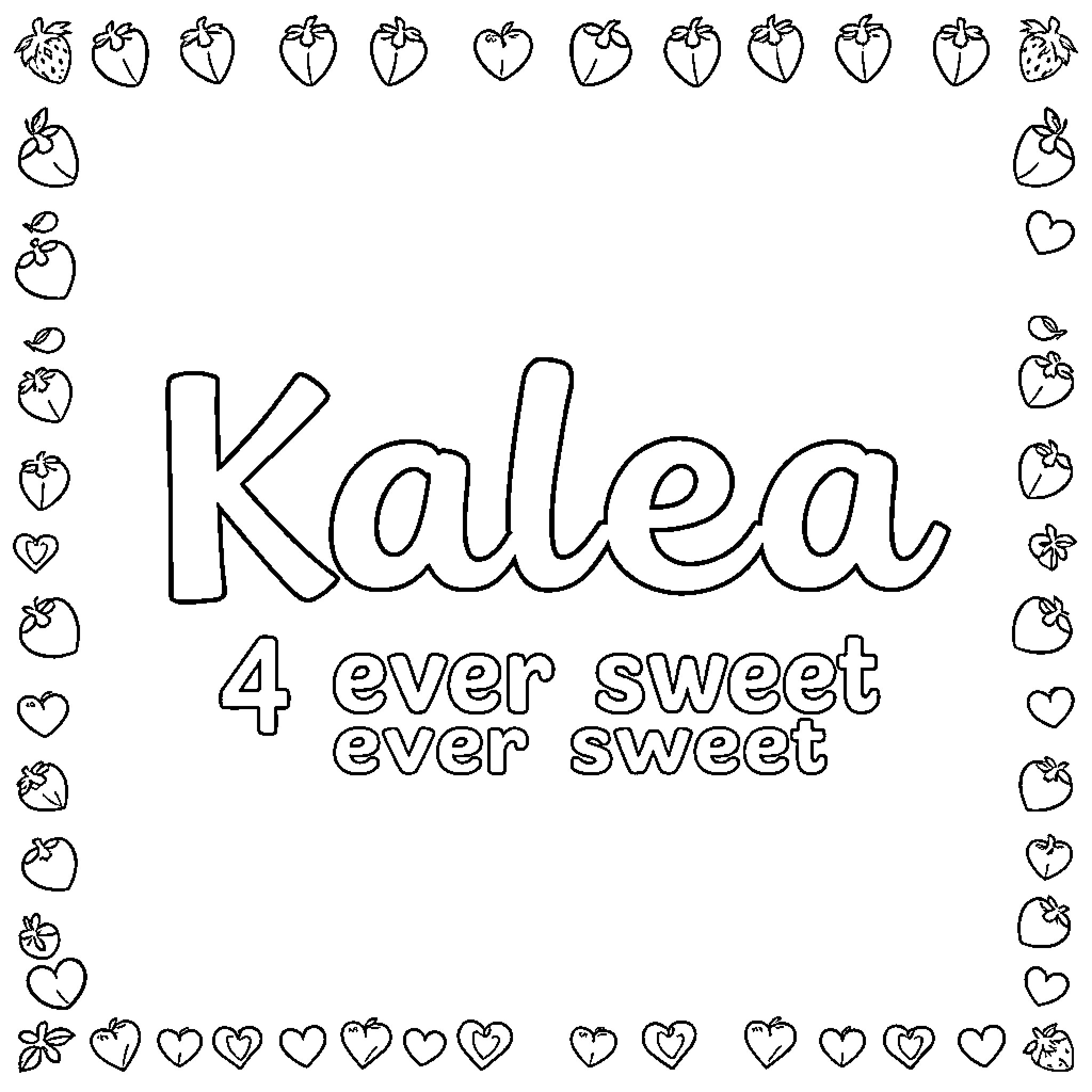 Kalea: Ever Sweet Ever Sweet Coloring Page (free black-and-white line drawing printable PDF for all, from beginners to advanced learners, including children, teens, adults, and seniors)