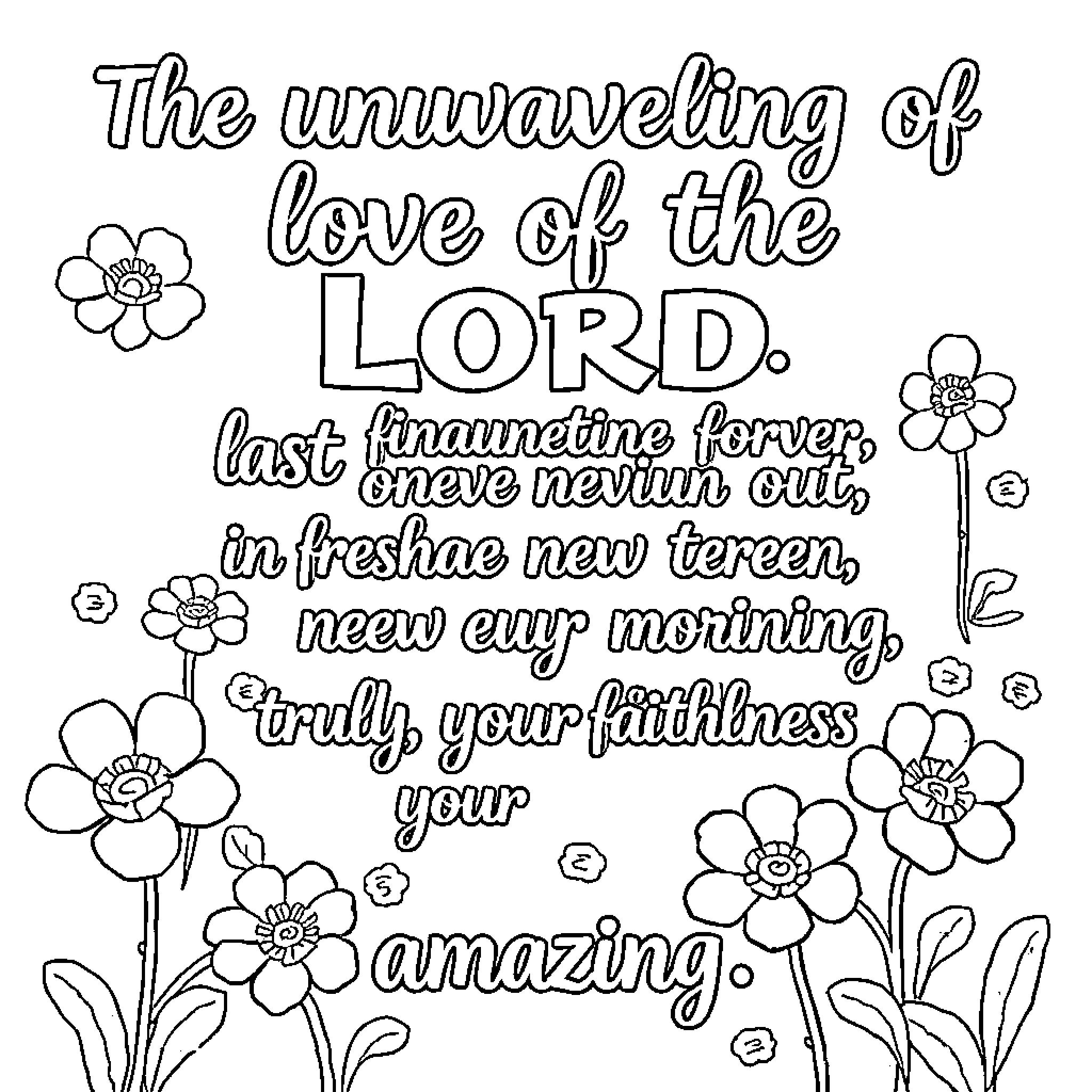 Faithfulness in the Lord's Unwavering Love Coloring Page (free black-and-white line drawing printable PDF for all, from beginners to advanced learners, including children, teens, adults, and seniors)