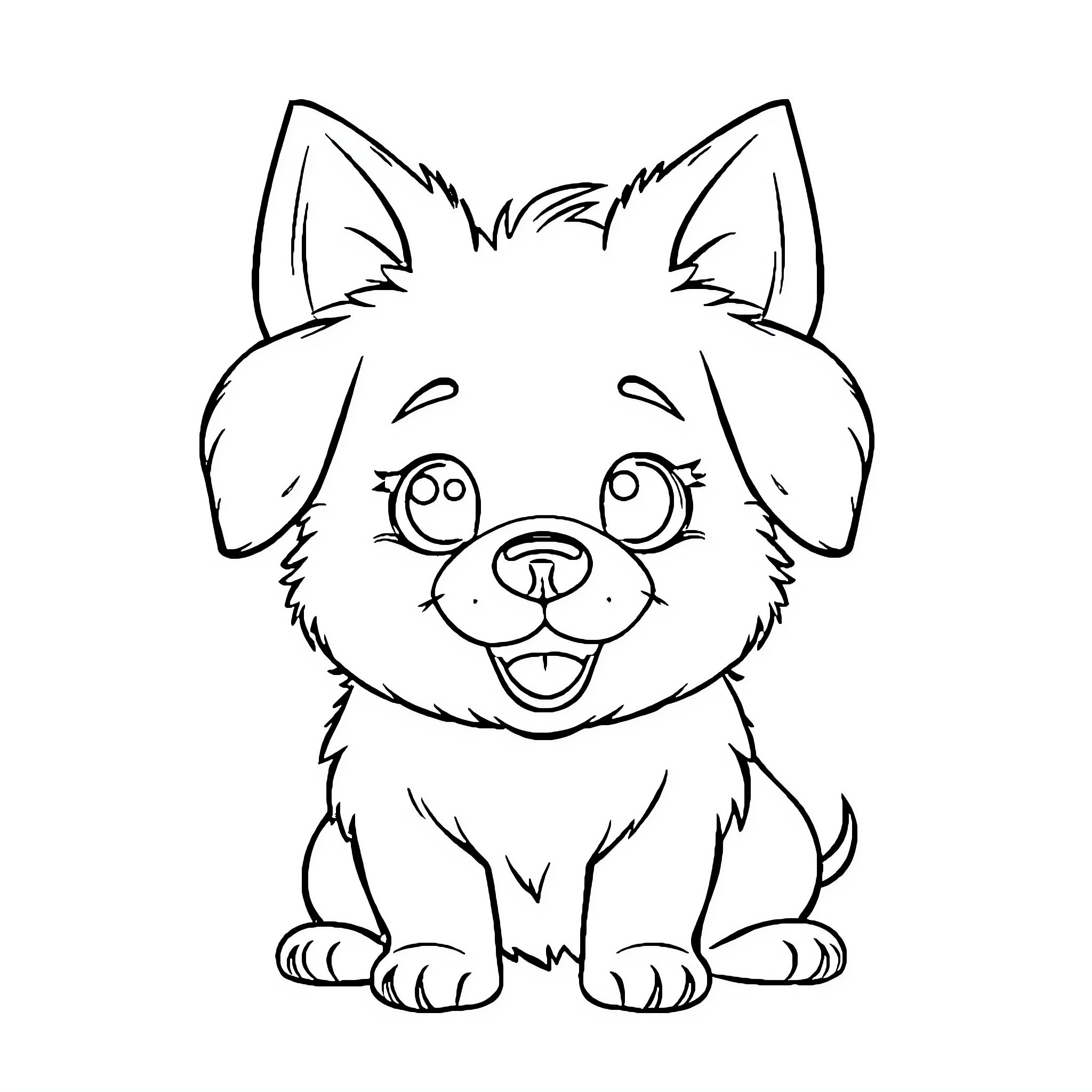 Pochacco the Delighted Puppy Coloring Page (free black-and-white line drawing printable PDF for all, from beginners to advanced learners, including children, teens, adults, and seniors)