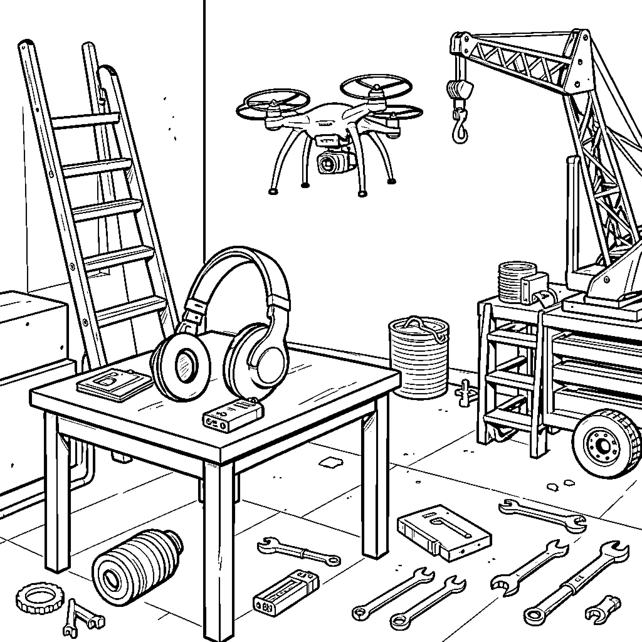 Tool for Assembling and Repairing Electronic Devices Coloring Page (free black-and-white line drawing printable PDF for all, from beginners to advanced learners, including children, teens, adults, and seniors)