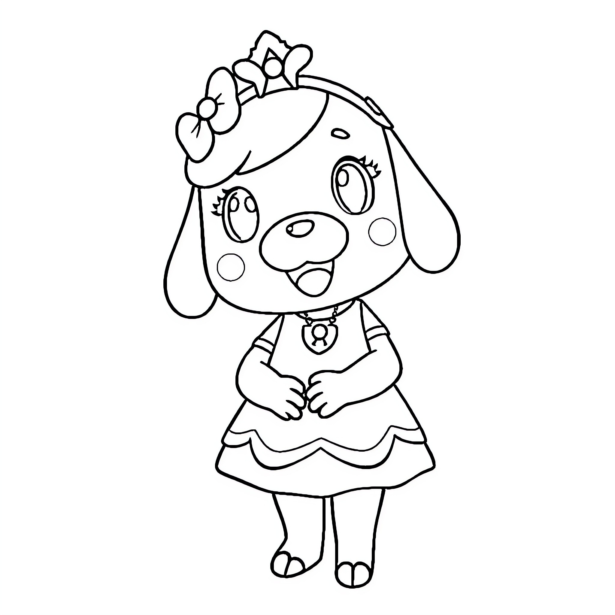 Marie's Cute Cartoon Character Coloring Page (free black-and-white line drawing printable PDF for all, from beginners to advanced learners, including children, teens, adults, and seniors)