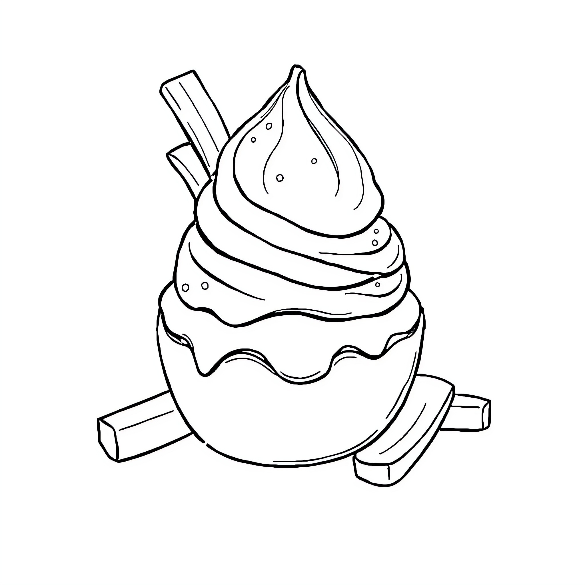 Pastel Delight: Whimsical Ice Cream Treat Coloring Page (free black-and-white line drawing printable PDF for all, from beginners to advanced learners, including children, teens, adults, and seniors)