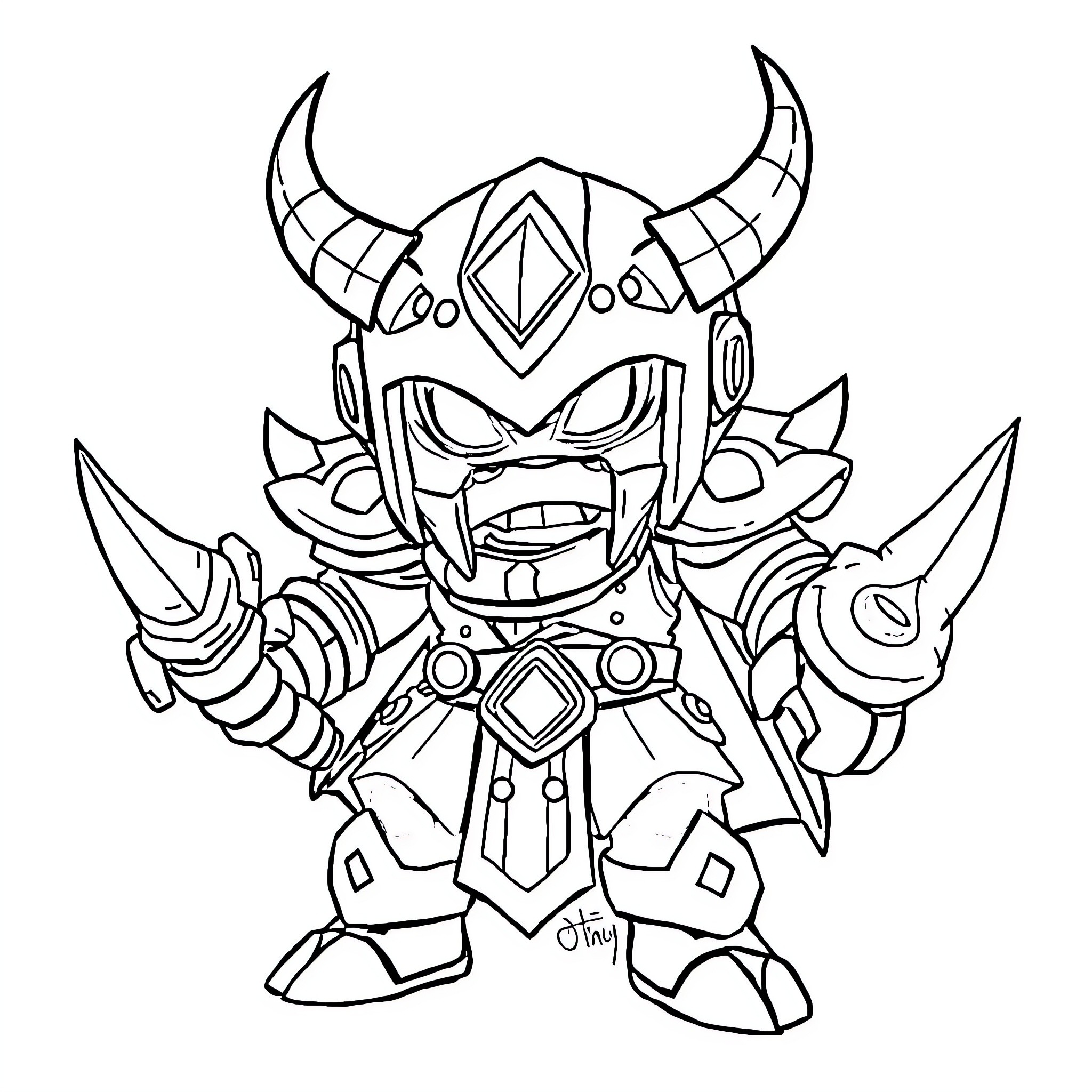 Darryl's Fierce Warrior Costume Coloring Page (free black-and-white line drawing printable PDF for all, from beginners to advanced learners, including children, teens, adults, and seniors)