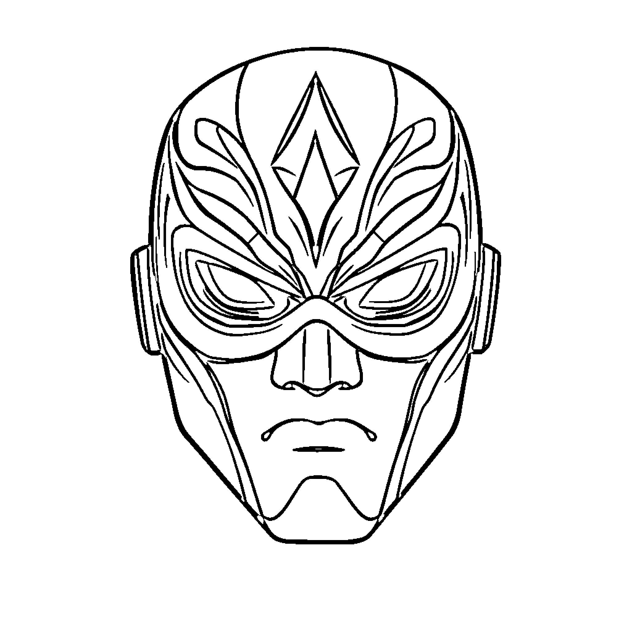 Superhero Mask with Intricate Designs Coloring Page (free black-and-white line drawing printable PDF for all, from beginners to advanced learners, including children, teens, adults, and seniors)