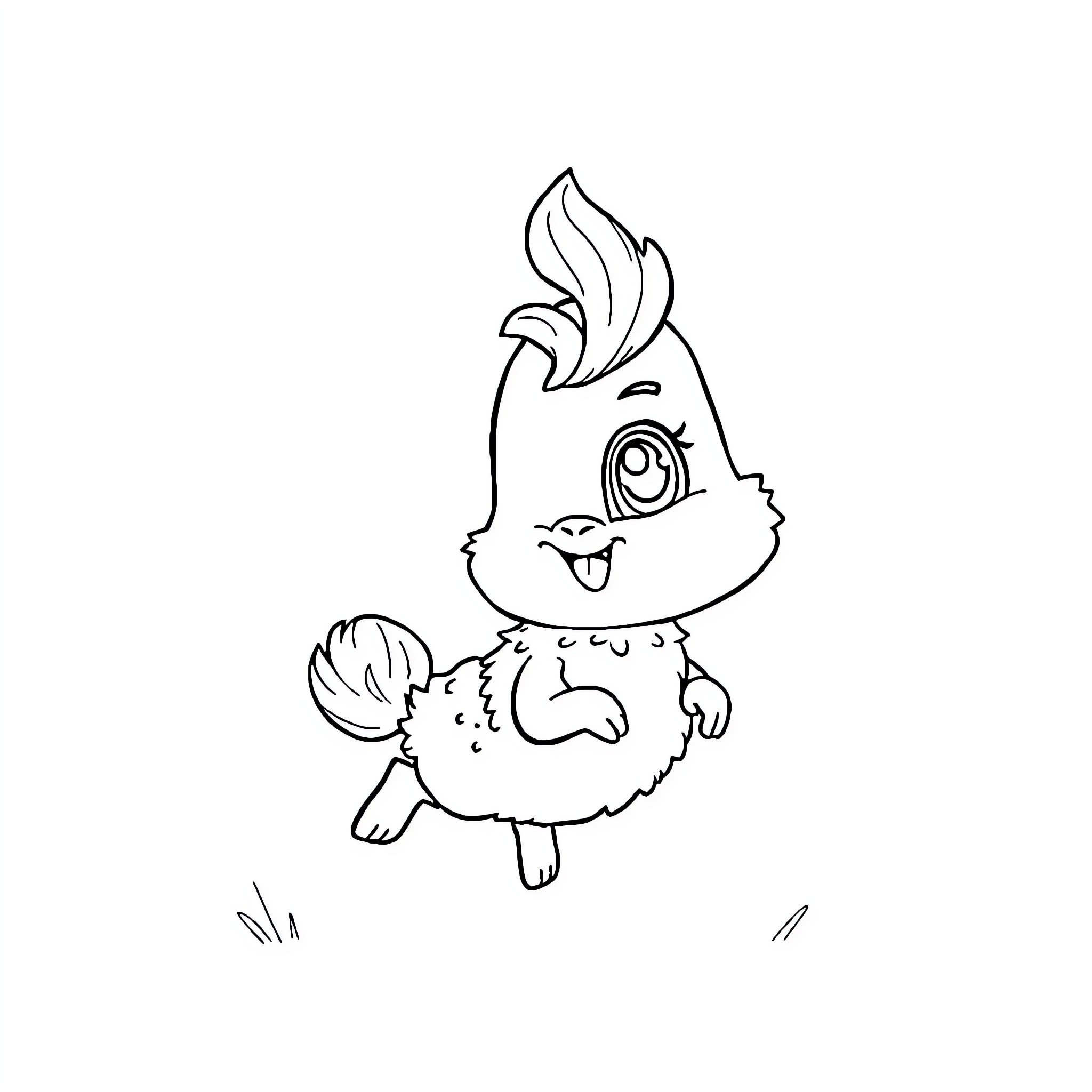 Sprunkie silly creature with expressive features Coloring Page (free black-and-white line drawing printable PDF for all, from beginners to advanced learners, including children, teens, adults, and seniors)