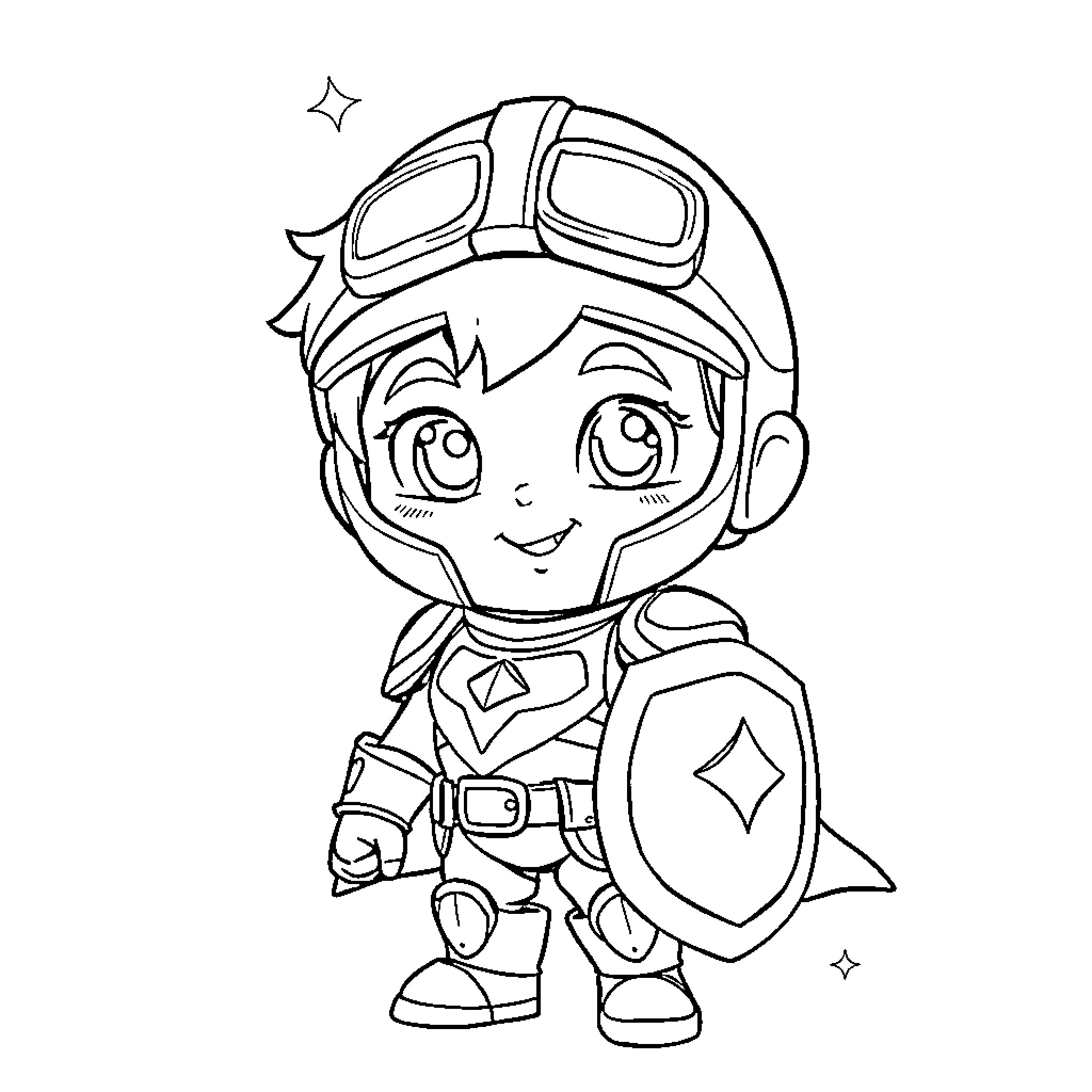 Child in hero costume Coloring Page (free black-and-white line drawing printable PDF for all, from beginners to advanced learners, including children, teens, adults, and seniors)