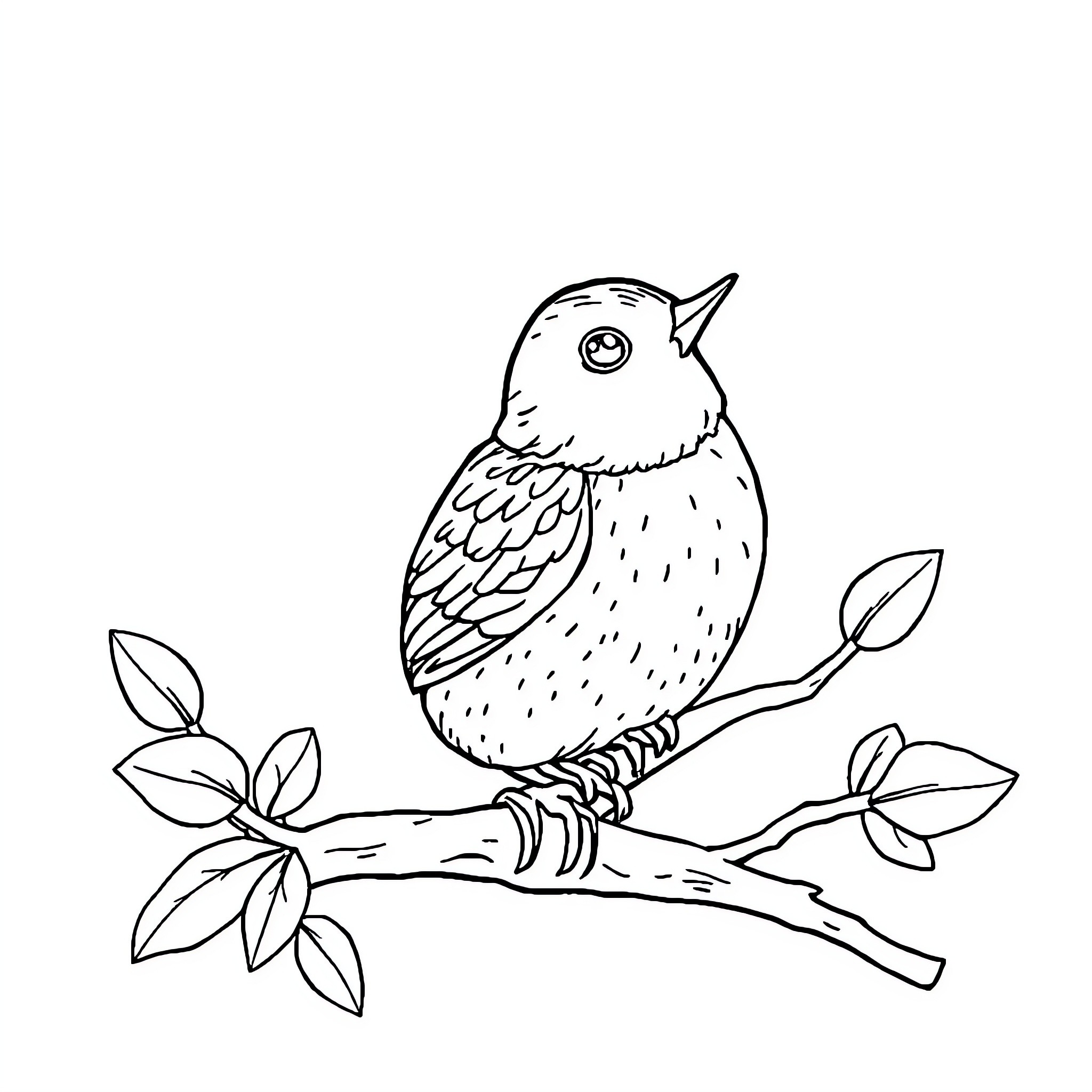 Squirrel perched on a branch with leaves Coloring Page (free black-and-white line drawing printable PDF for all, from beginners to advanced learners, including children, teens, adults, and seniors)