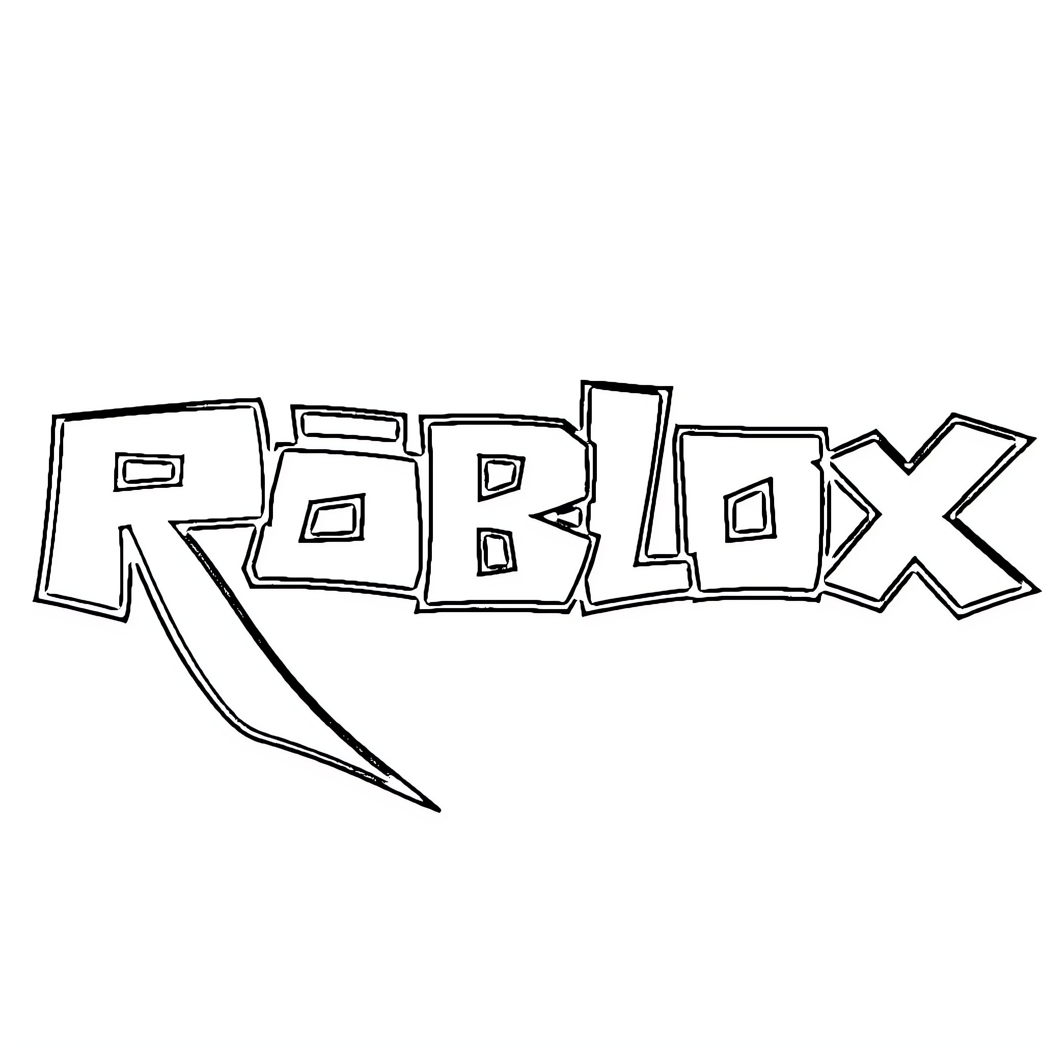 Roblox logo with stylized typography Coloring Page (free black-and-white line drawing printable PDF for all, from beginners to advanced learners, including children, teens, adults, and seniors)
