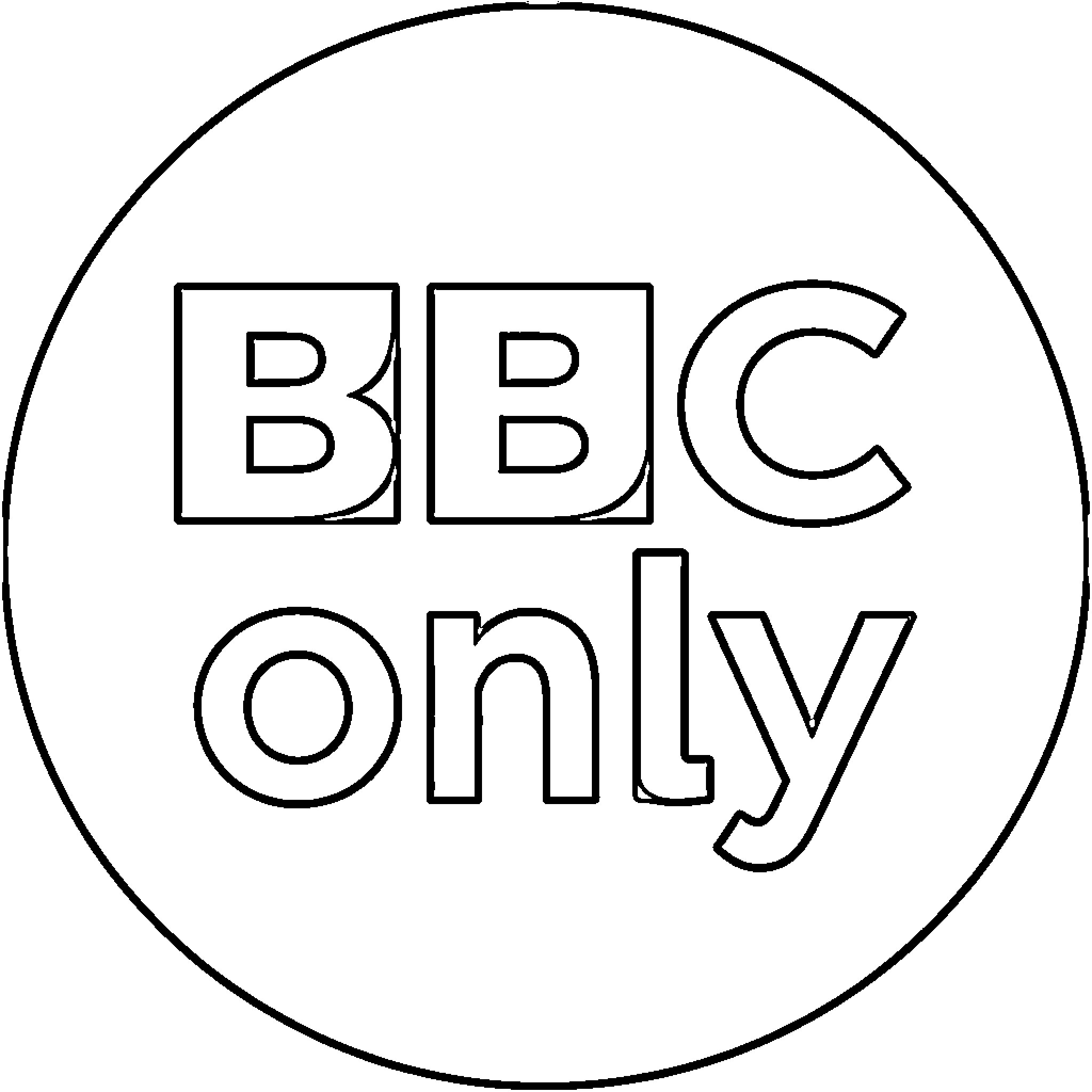 BBC Logo displayed within a circular frame Coloring Page (free black-and-white line drawing printable PDF for all, from beginners to advanced learners, including children, teens, adults, and seniors)