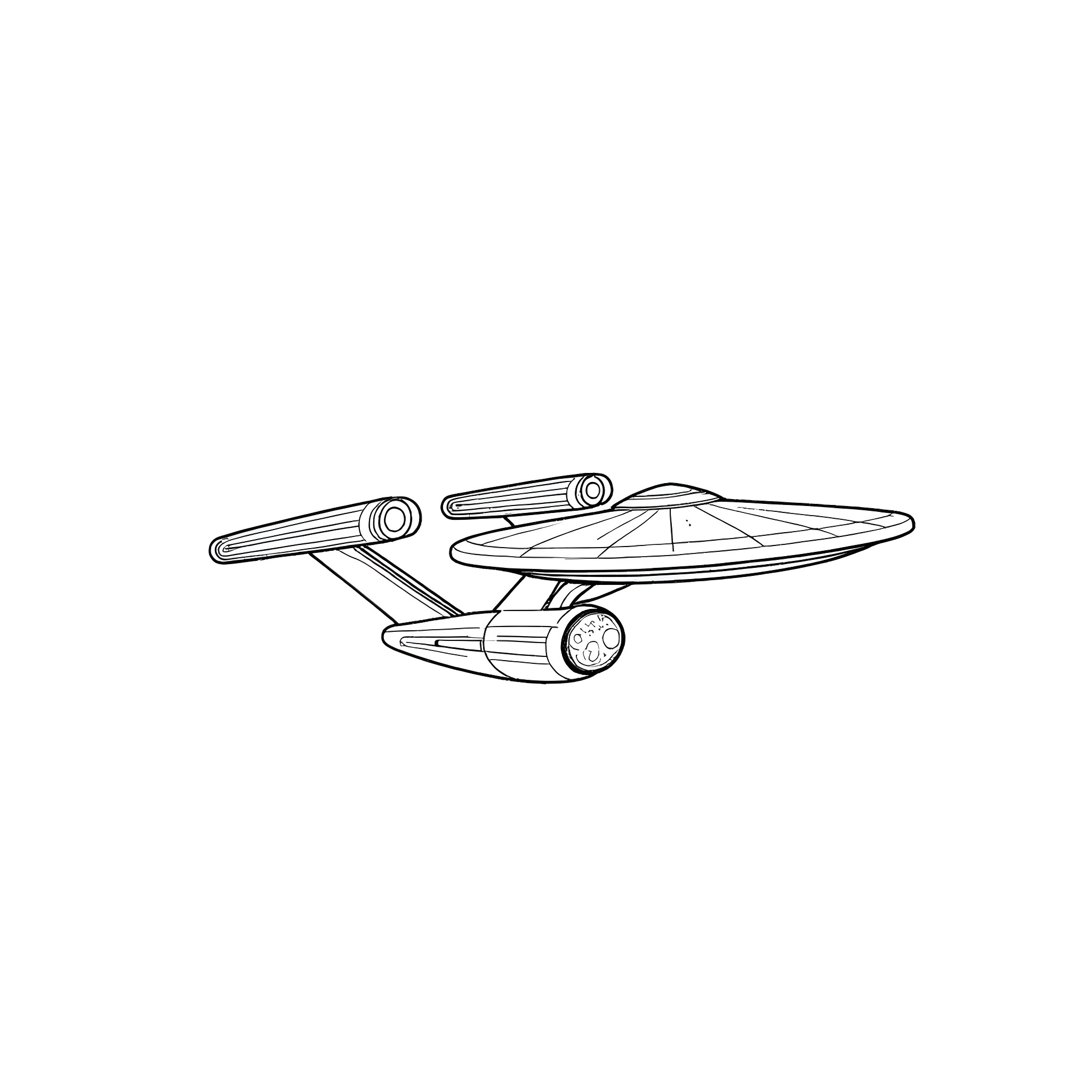 Starship on intergalactic exploration mission Coloring Page (free black-and-white line drawing printable PDF for all, from beginners to advanced learners, including children, teens, adults, and seniors)