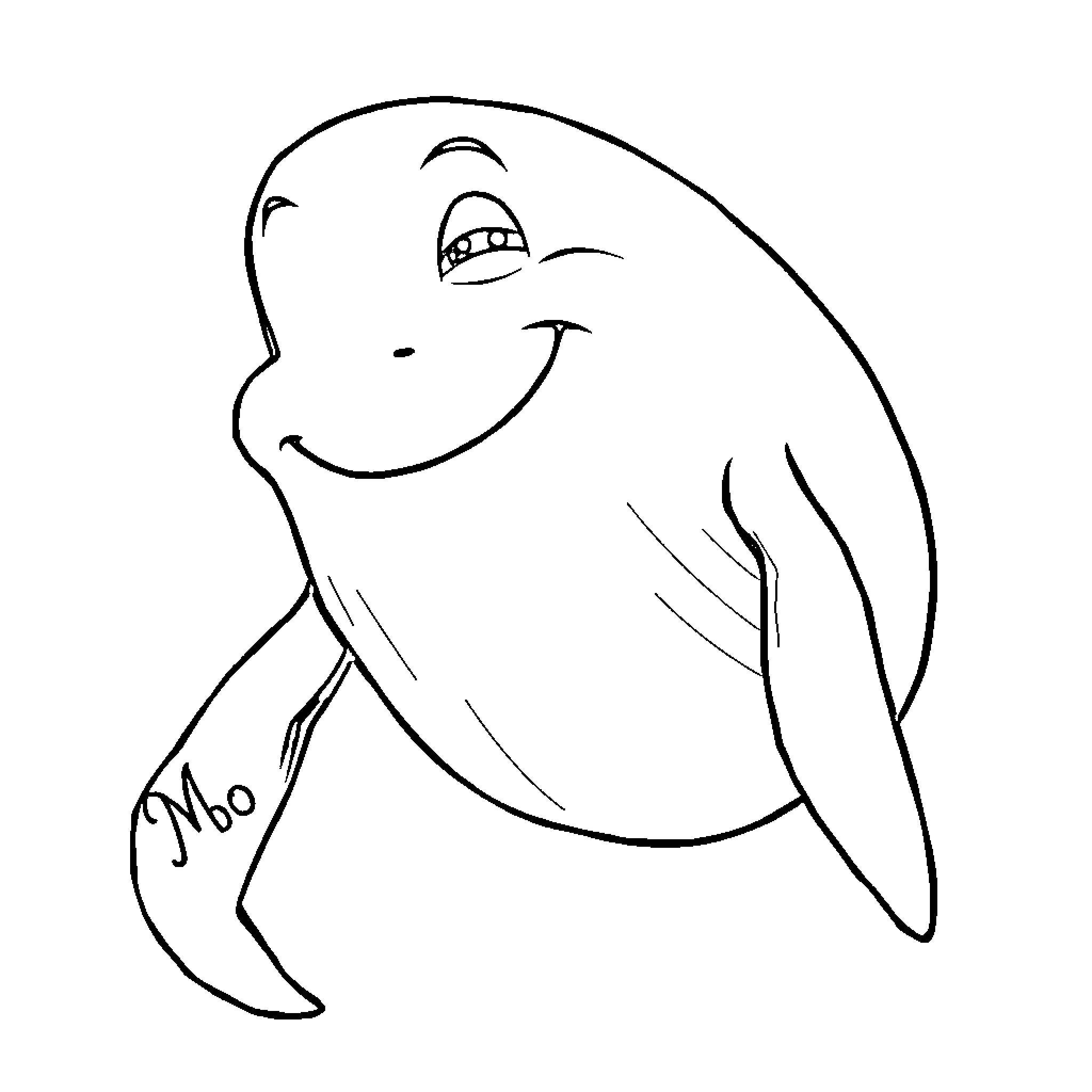 Moby Dick happily playing in the ocean Coloring Page (free black-and-white line drawing printable PDF for all, from beginners to advanced learners, including children, teens, adults, and seniors)