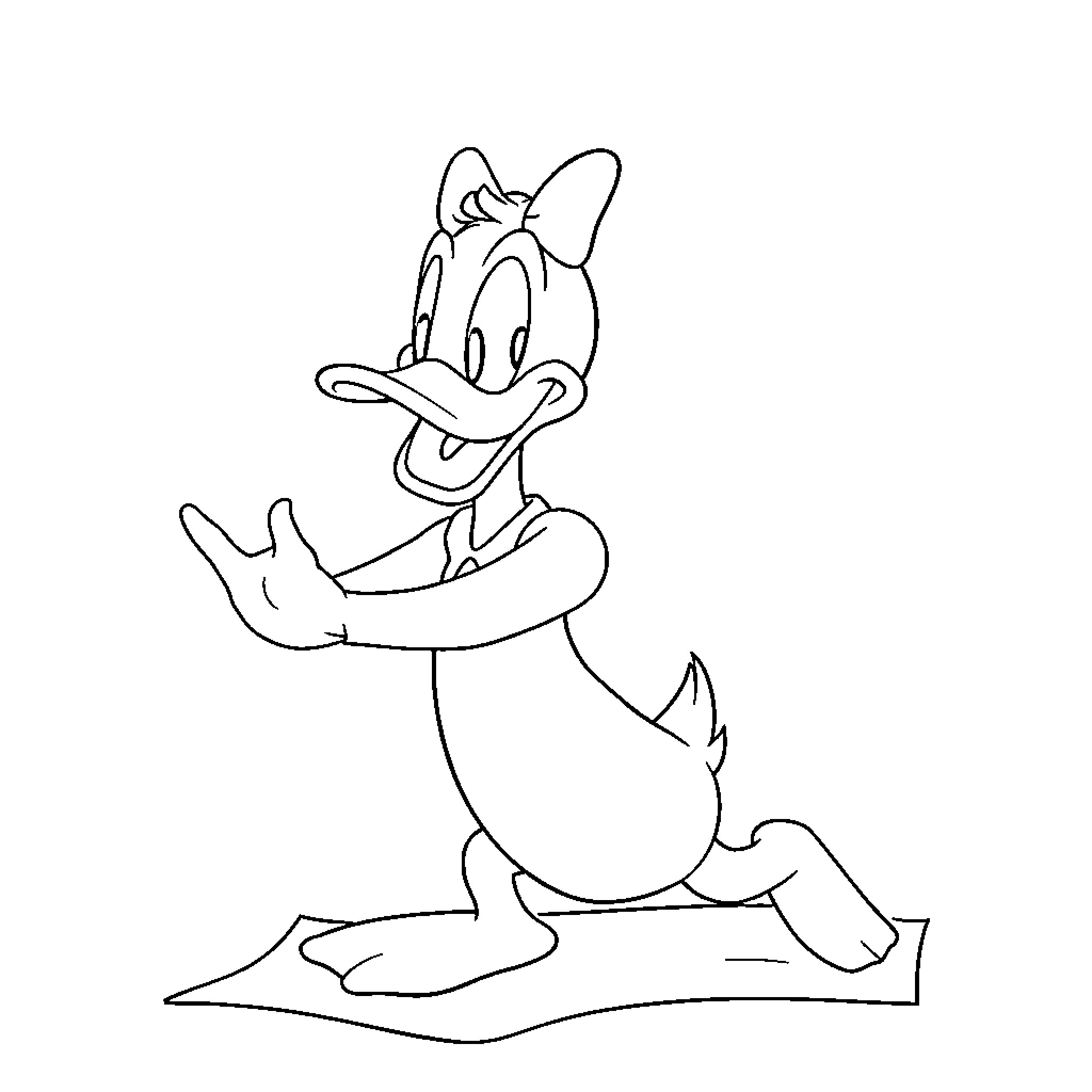 Donald Duck enjoying a relaxing day Coloring Page (free black-and-white line drawing printable PDF for all, from beginners to advanced learners, including children, teens, adults, and seniors)