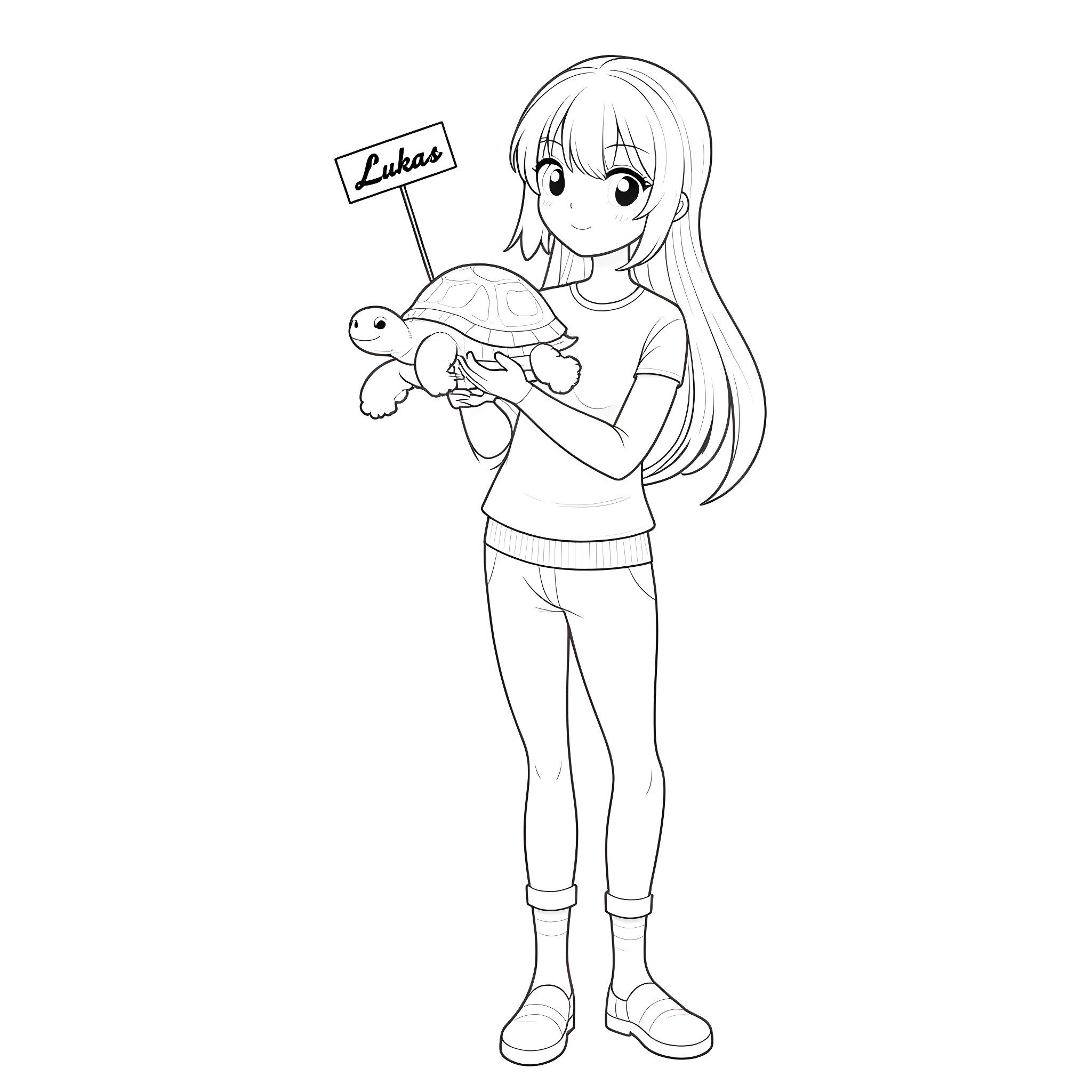 Kim Chaewon holding a cute stuffed animal in casual attire Coloring Page (free black-and-white line drawing printable PDF for all, from beginners to advanced learners, including children, teens, adults, and seniors)
