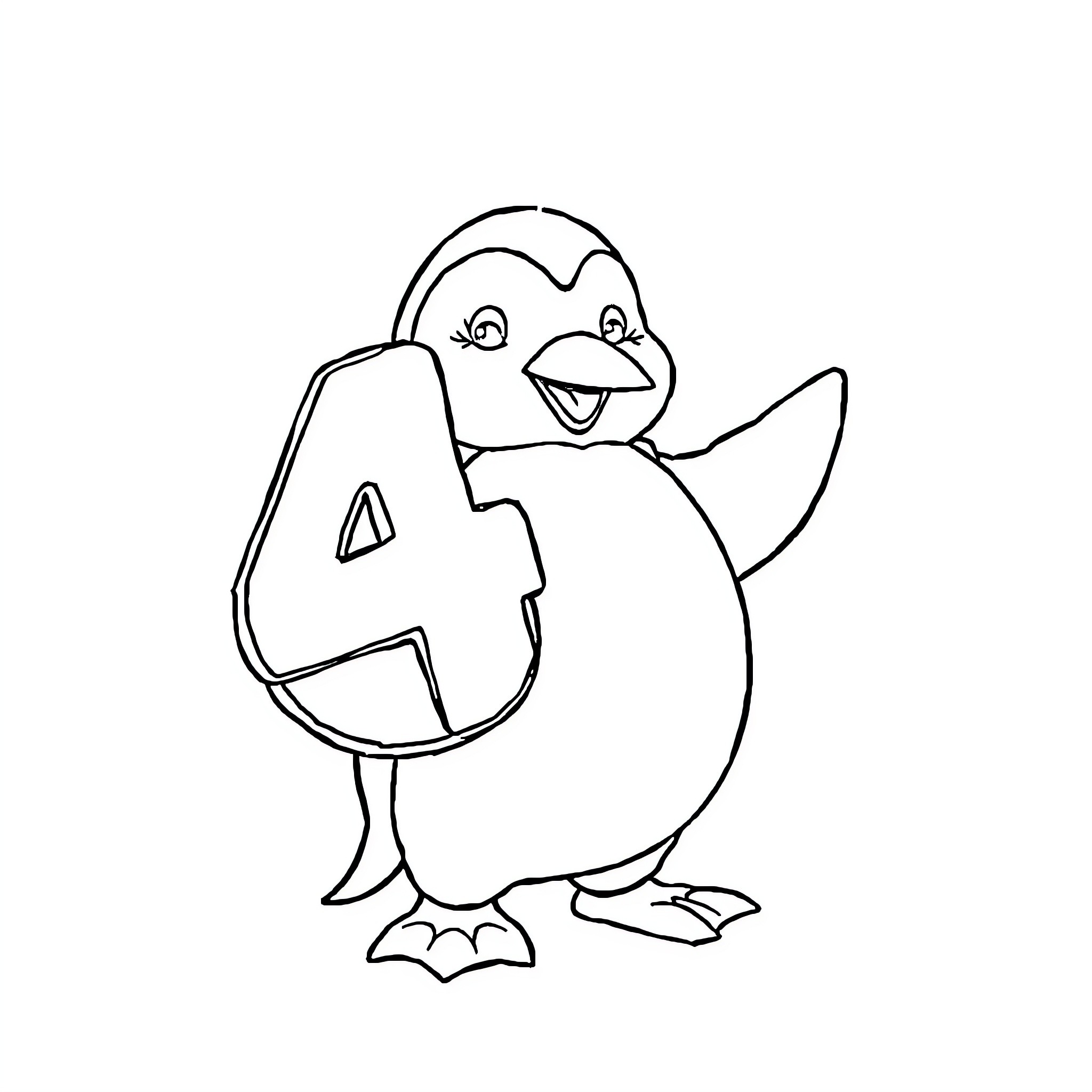 Tchoupi playing with letter A Coloring Page (free black-and-white line drawing printable PDF for all, from beginners to advanced learners, including children, teens, adults, and seniors)